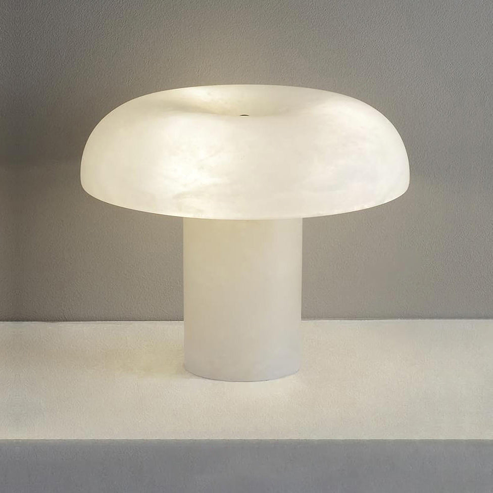 Table Lamp Alabaster Mushroom Shade Brass Base Sculptural Warm - Neutralighting