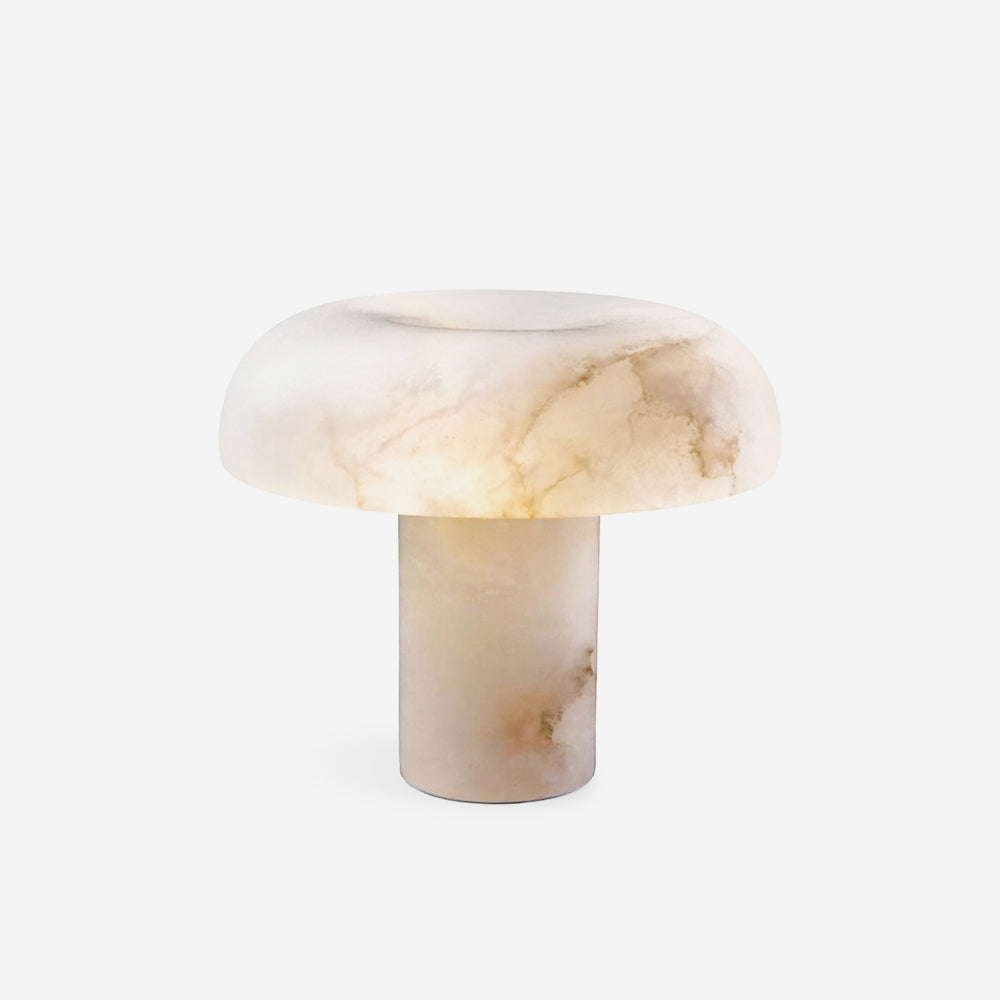 Table Lamp Alabaster Mushroom Shade Brass Base Sculptural Warm - Neutralighting