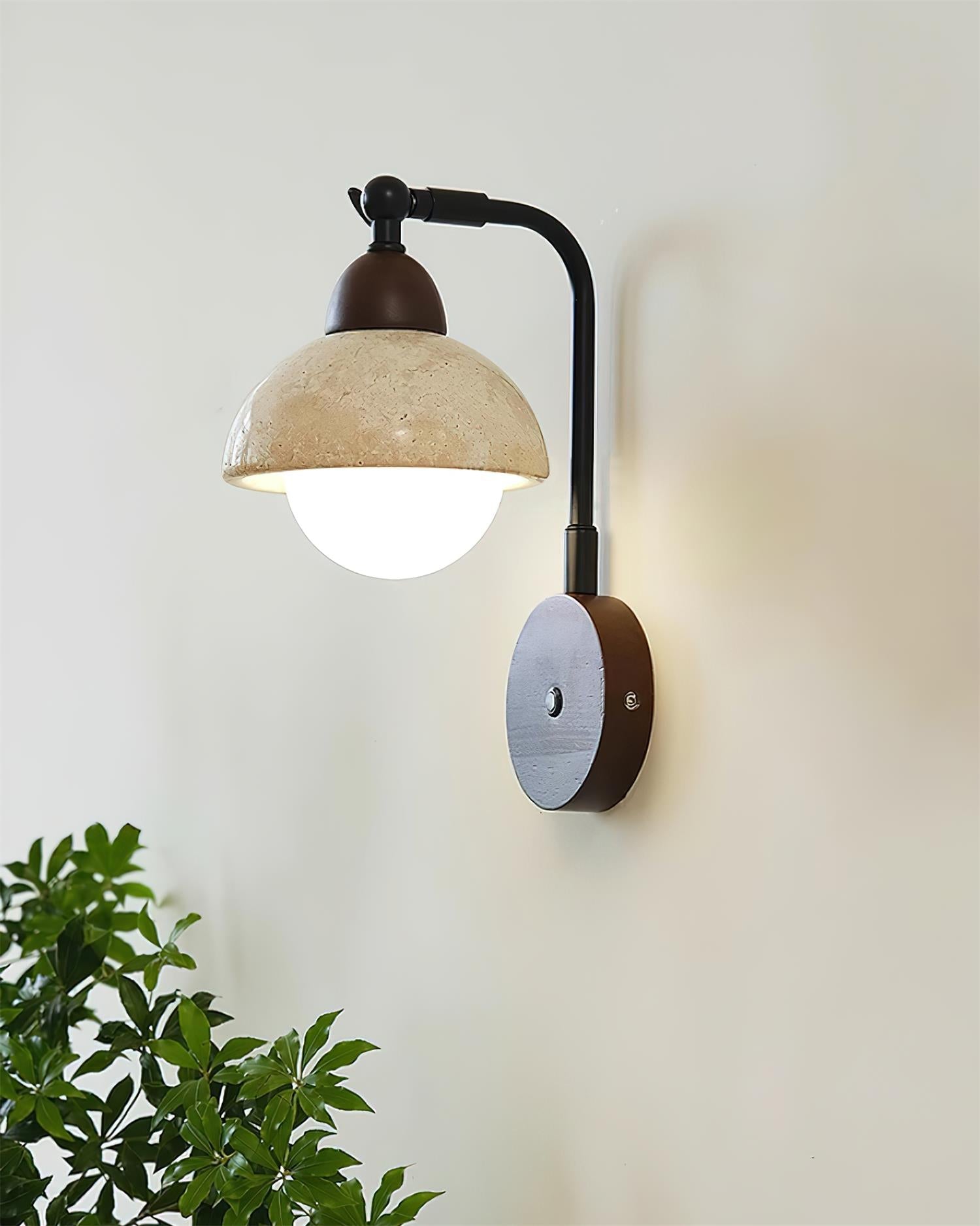 Solaro Wall Light Travertine White Opalescent Globe - Neutralighting