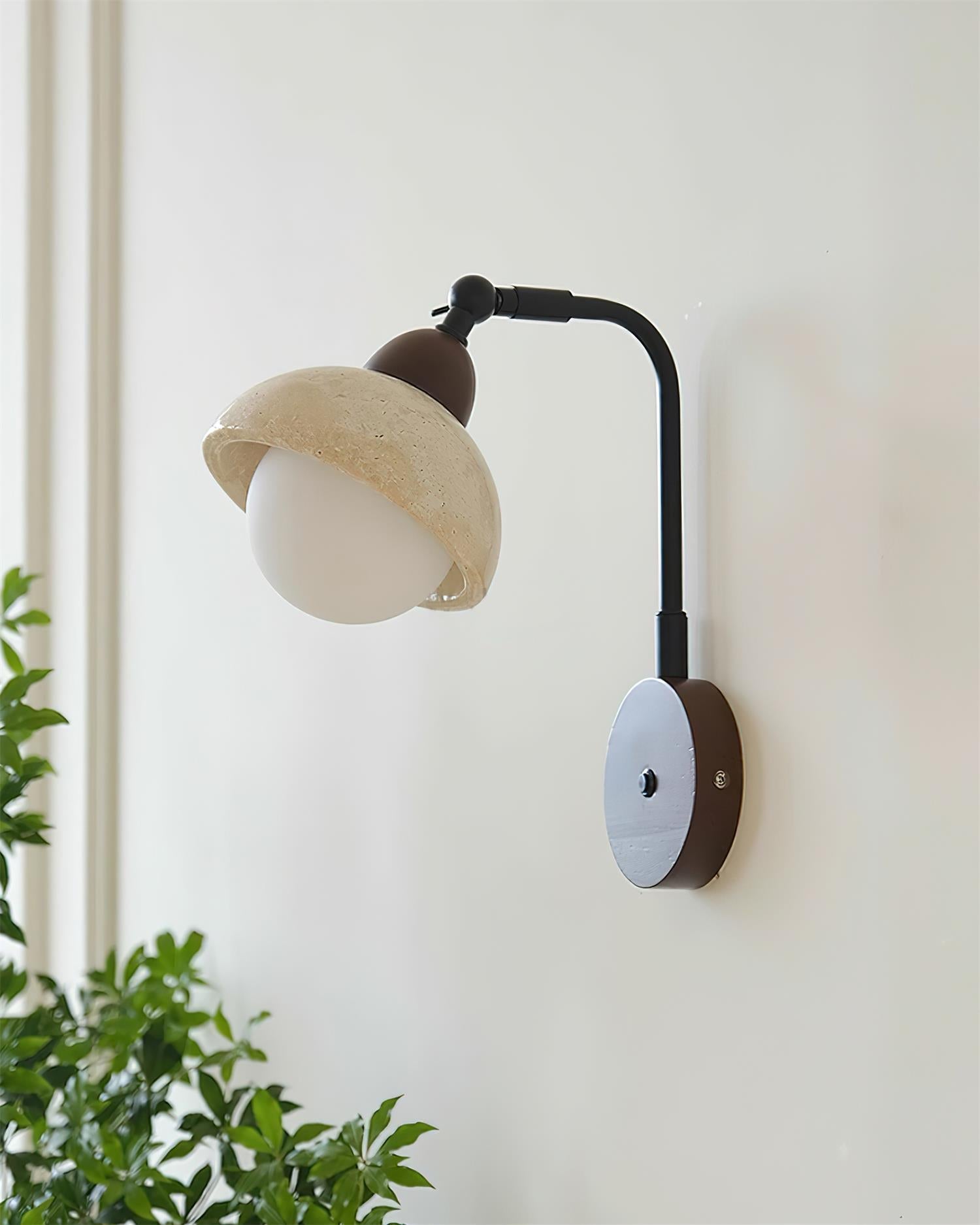 Solaro Wall Light Travertine White Opalescent Globe - Neutralighting
