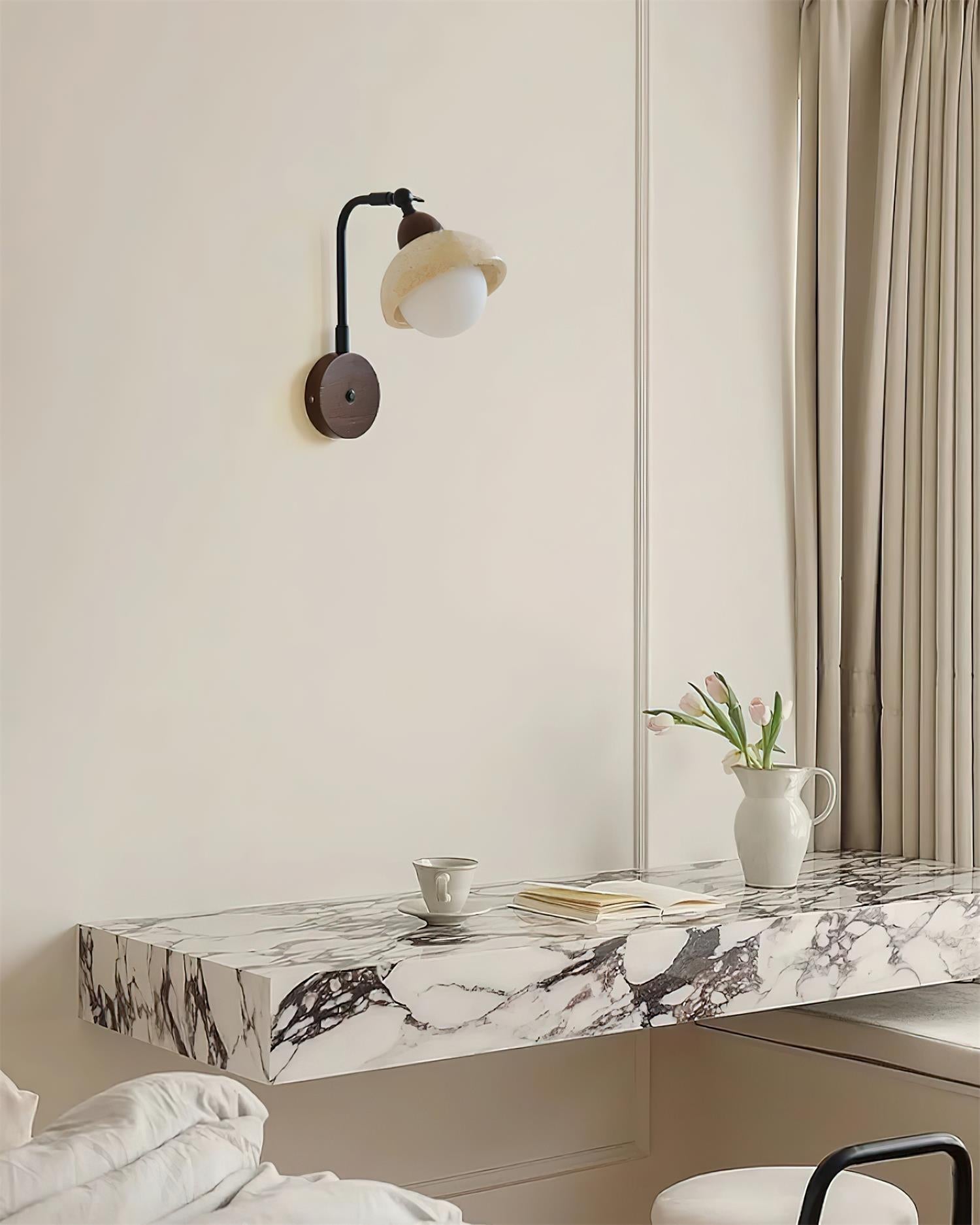 Solaro Wall Light Travertine White Opalescent Globe - Neutralighting