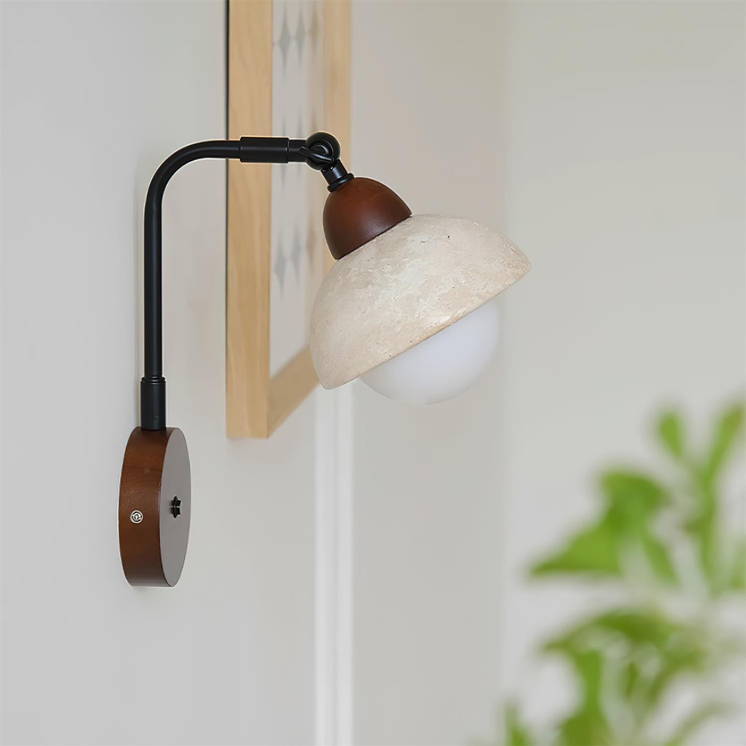 Solaro Wall Light Travertine White Opalescent Globe - Neutralighting