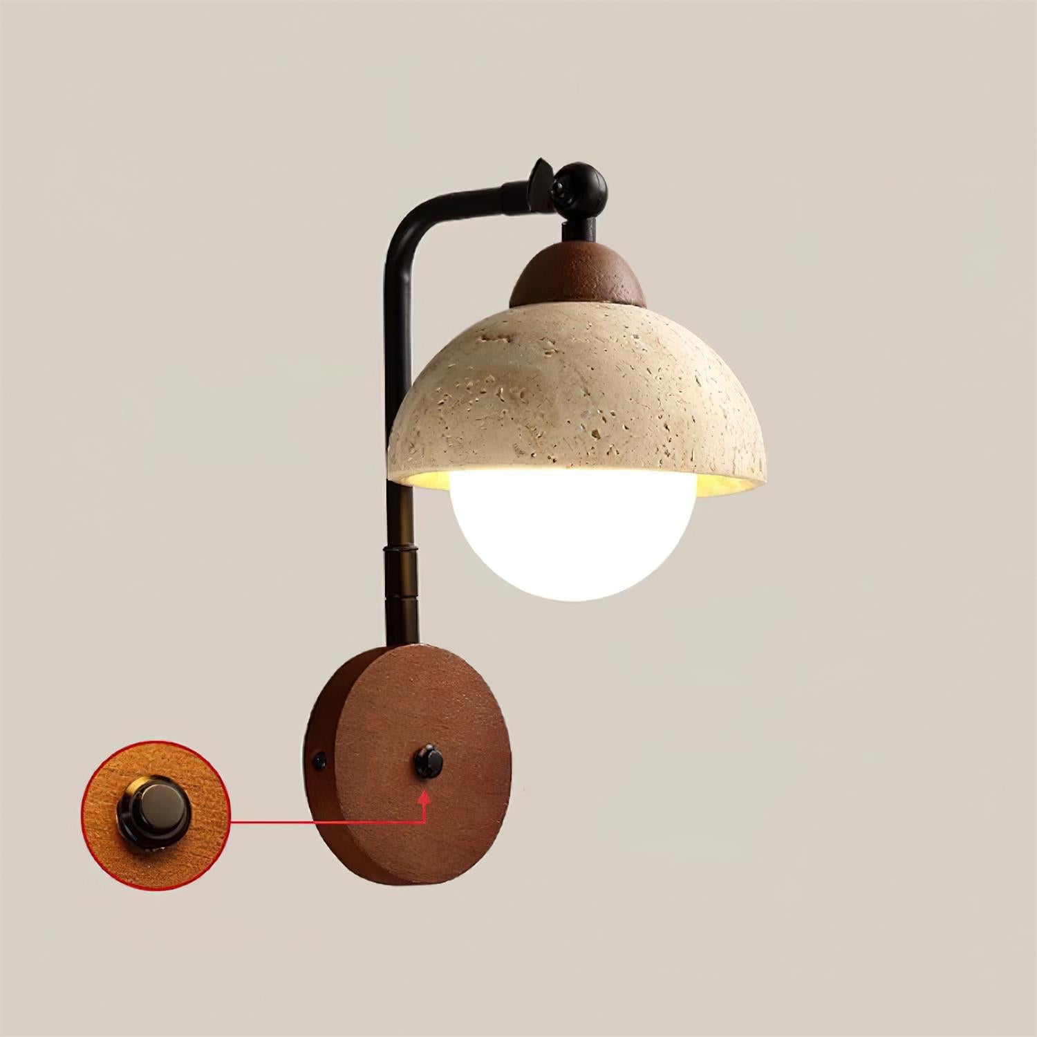 Solaro Wall Light Travertine White Opalescent Globe - Neutralighting