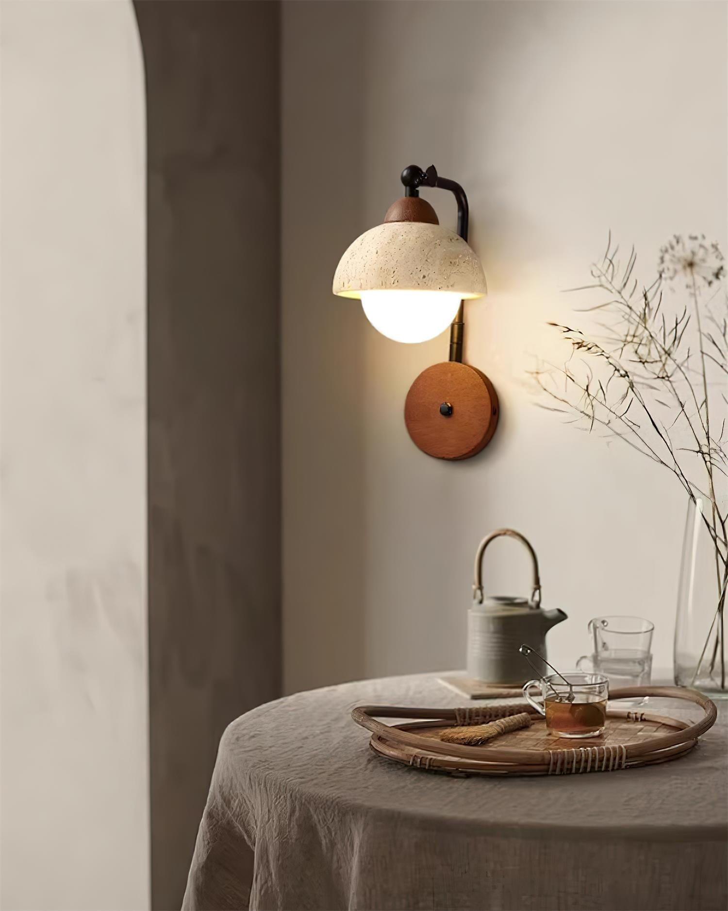 Solaro Wall Light Travertine White Opalescent Globe - Neutralighting