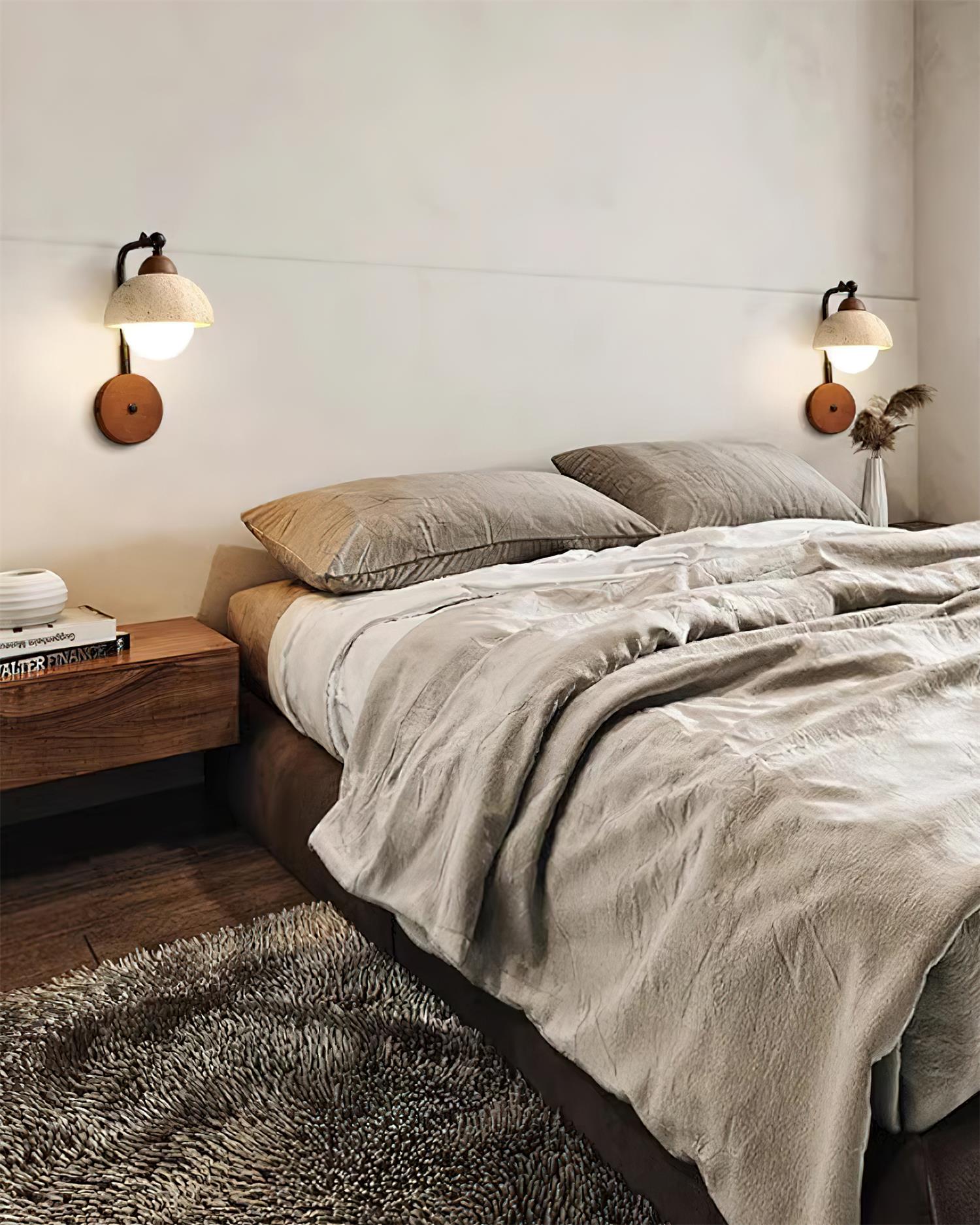 Solaro Wall Light Travertine White Opalescent Globe - Neutralighting