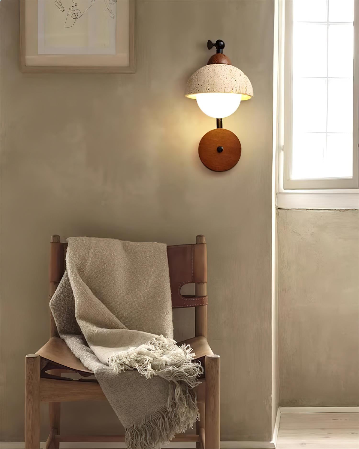 Solaro Wall Light Travertine White Opalescent Globe - Neutralighting