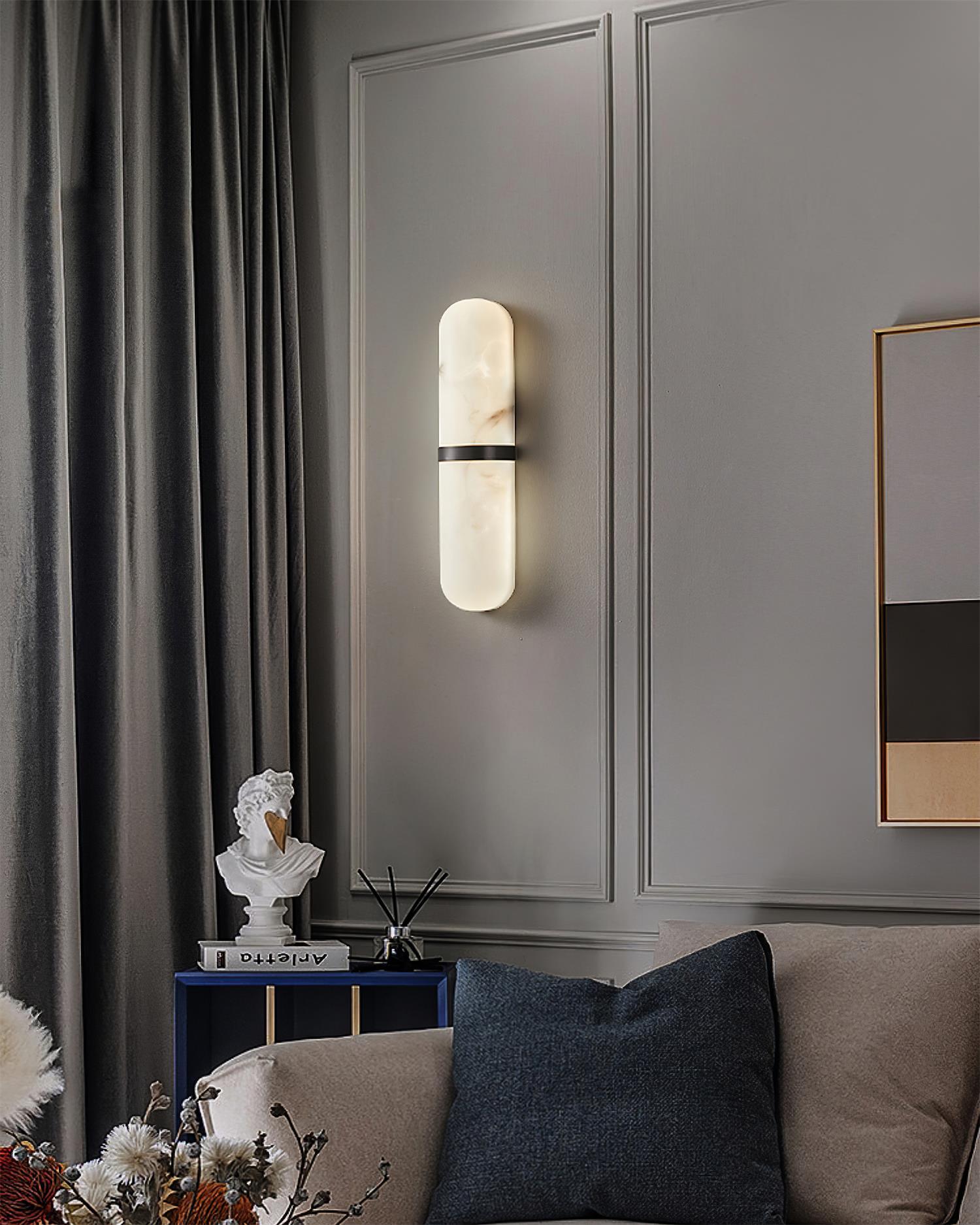 Wall Lamp Alabaster Capsule Brass Band - Neutralighting