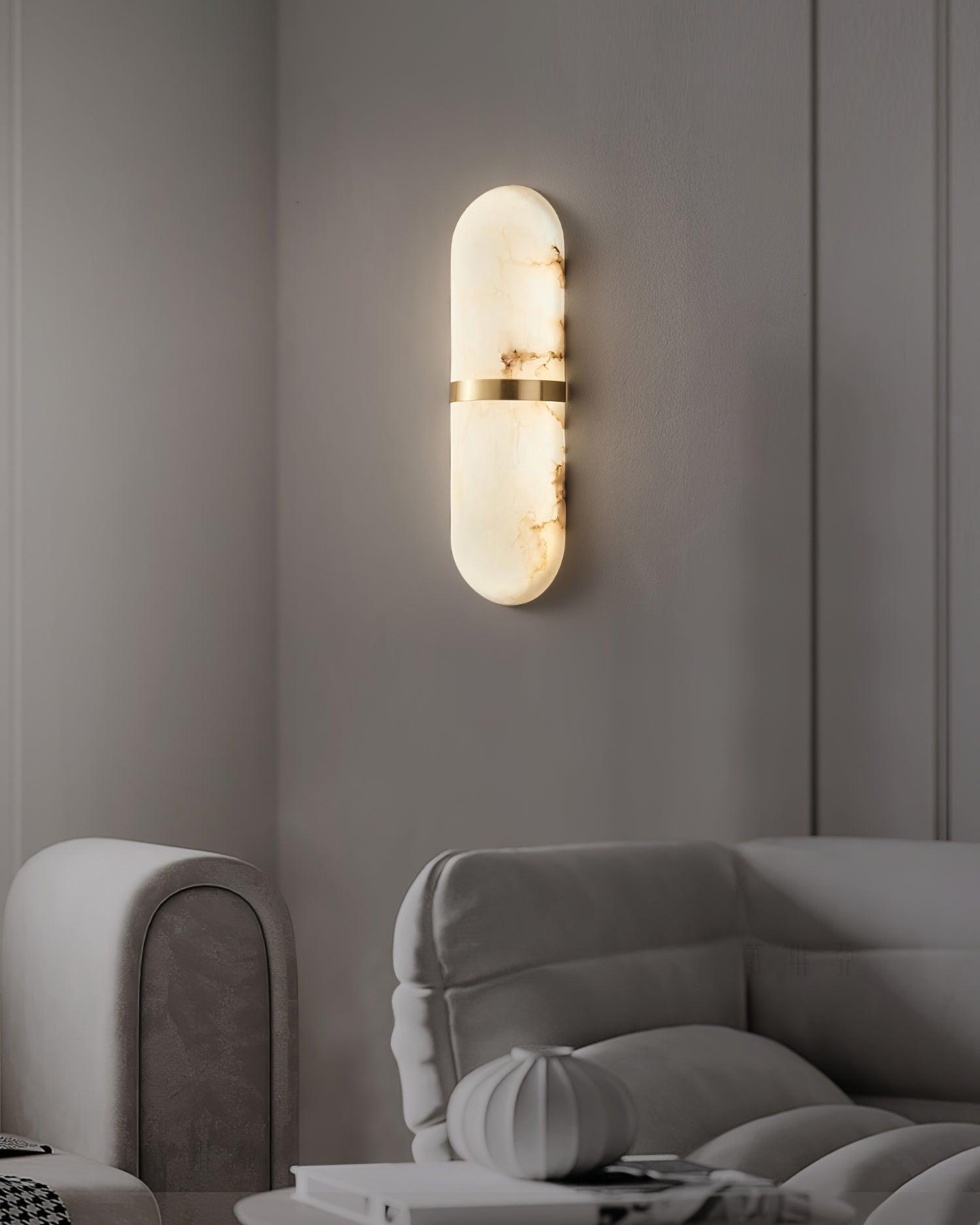 Wall Lamp Alabaster Capsule Brass Band - Neutralighting