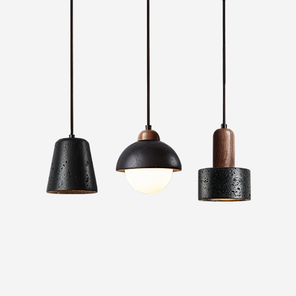 Ritta Black Travertine Pendant Light Set - Neutralighting