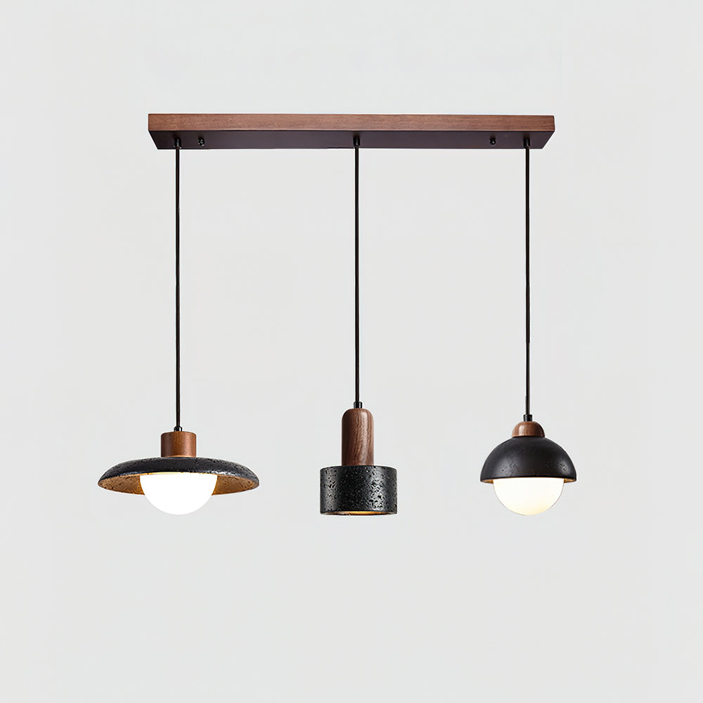 Ritta Black Travertine Pendant Light Set - Neutralighting