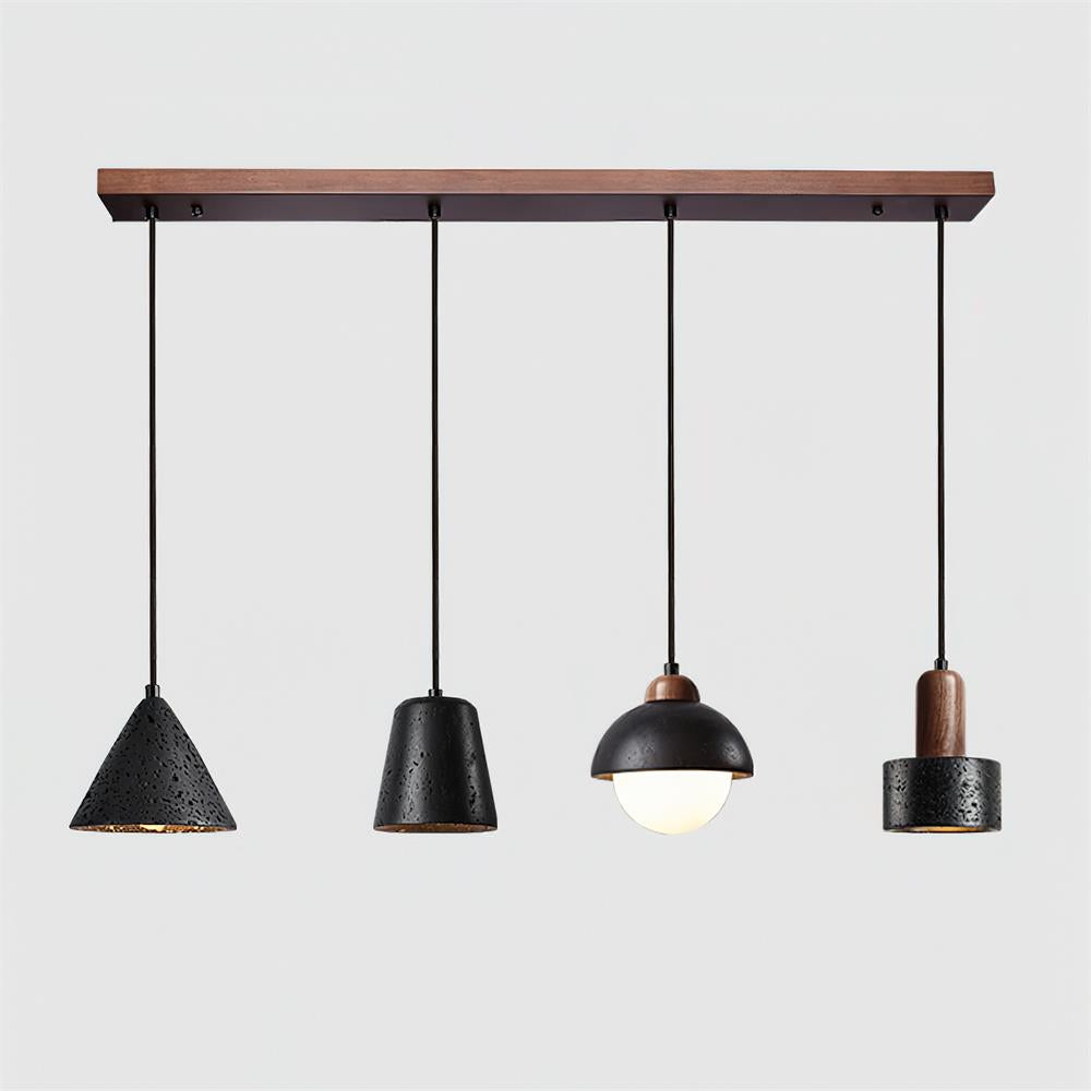 Ritta Black Travertine Pendant Light Set - Neutralighting