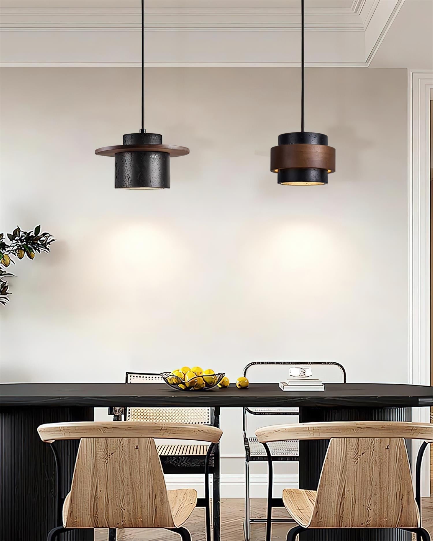 Ritta Black Travertine Pendant Light Set - Neutralighting