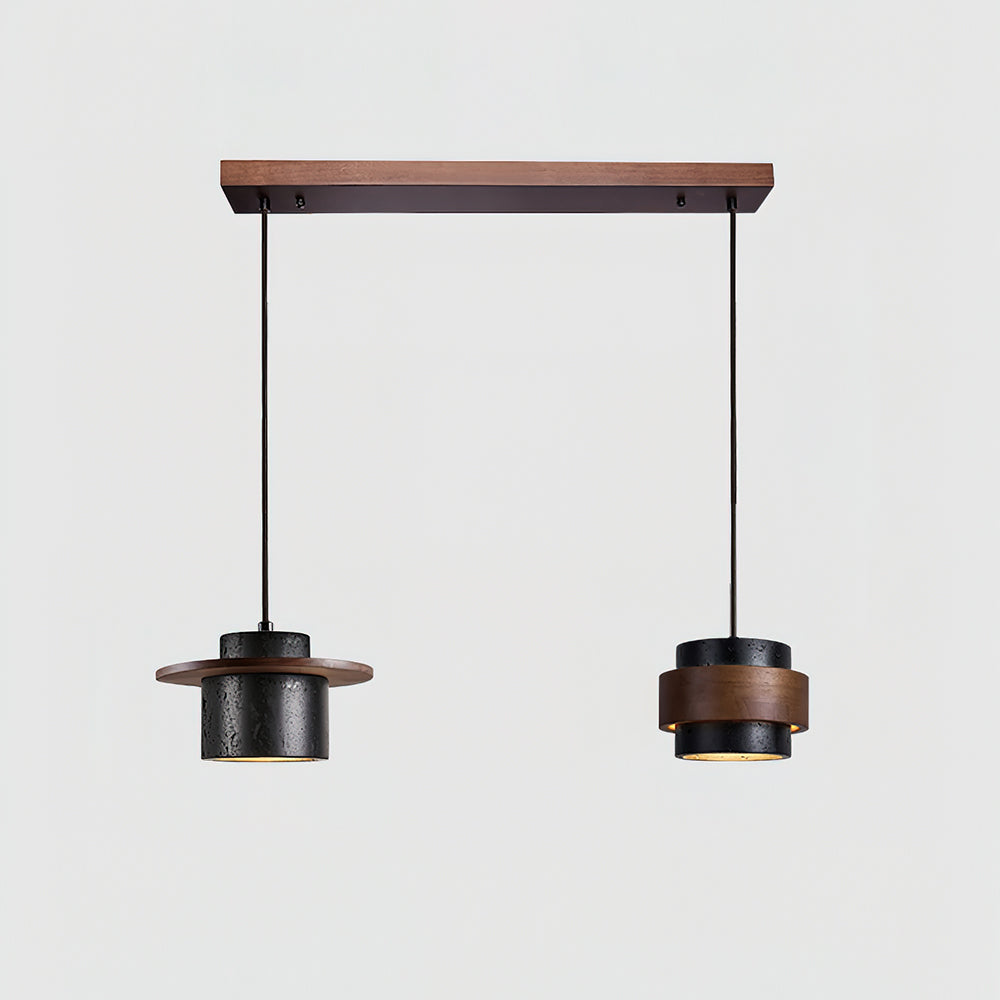 Ritta Black Travertine Pendant Light Set - Neutralighting