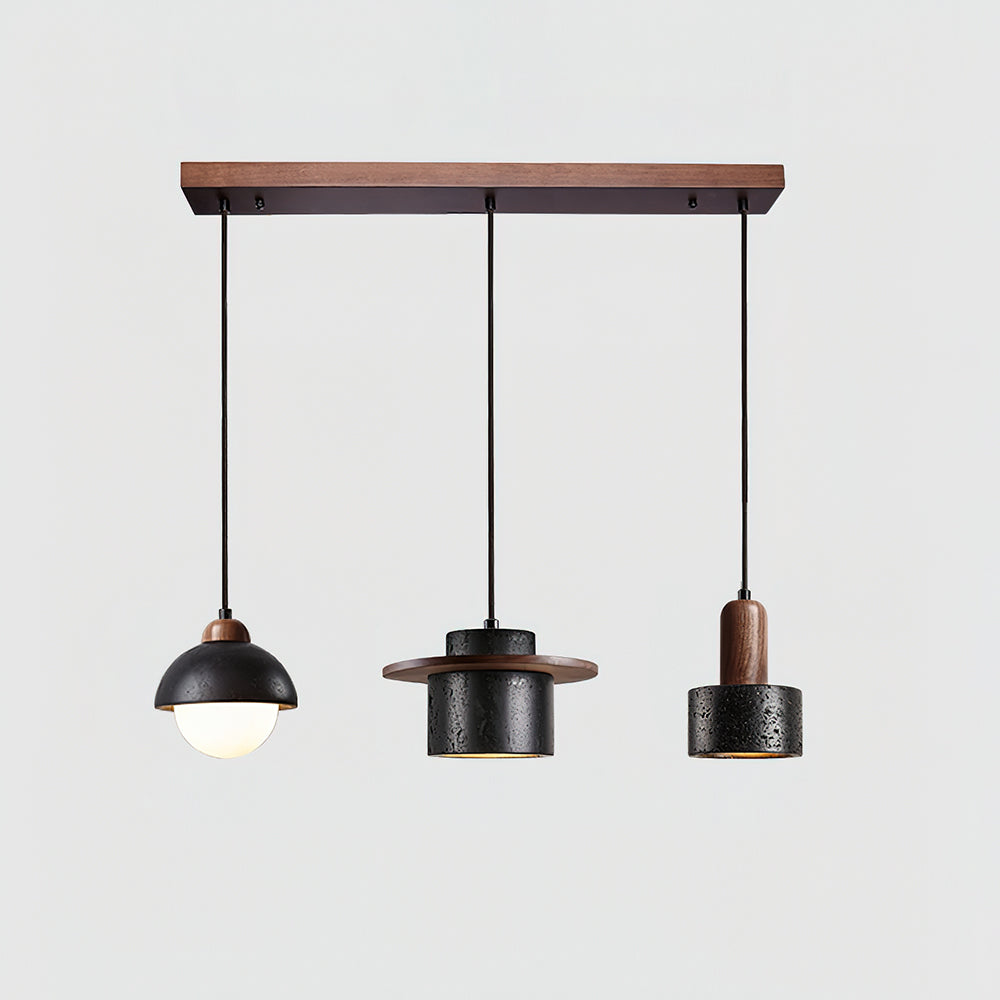 Ritta Black Travertine Pendant Light Set - Neutralighting