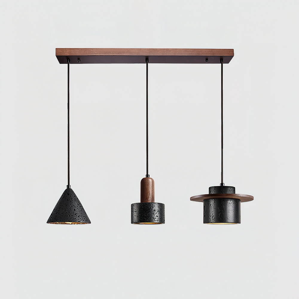 Ritta Black Travertine Pendant Light Set - Neutralighting