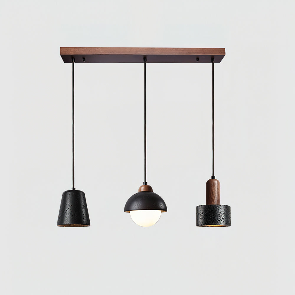 Ritta Black Travertine Pendant Light Set - Neutralighting
