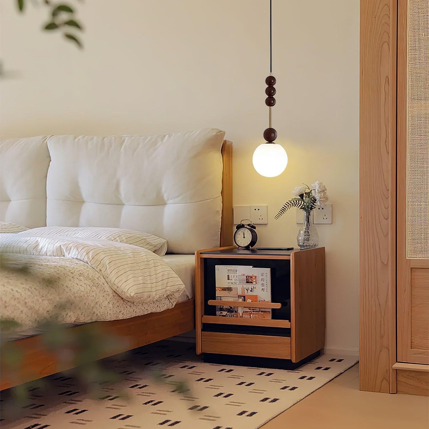 Norn Vintage Globe Pendant Light Wooden Beads - Neutralighting