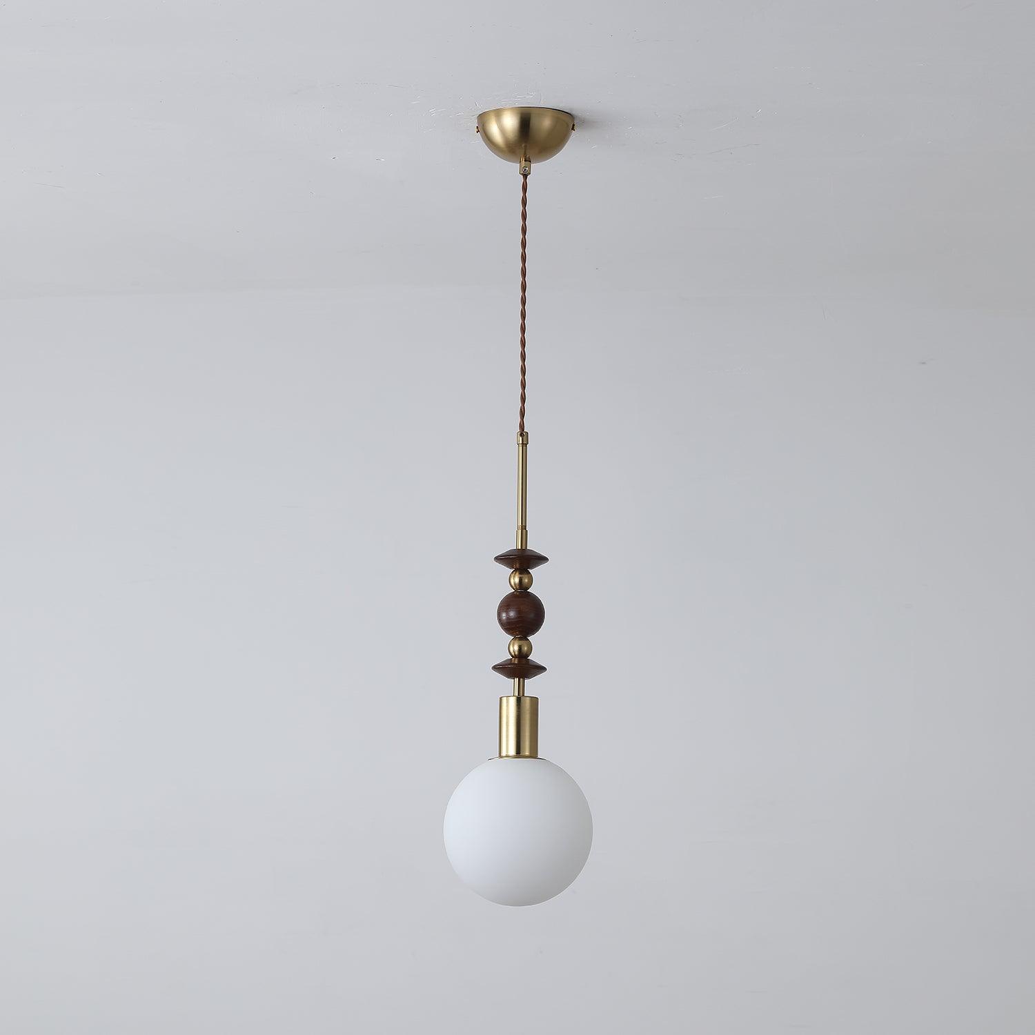 Norn Vintage Globe Pendant Light Wooden Beads - Neutralighting