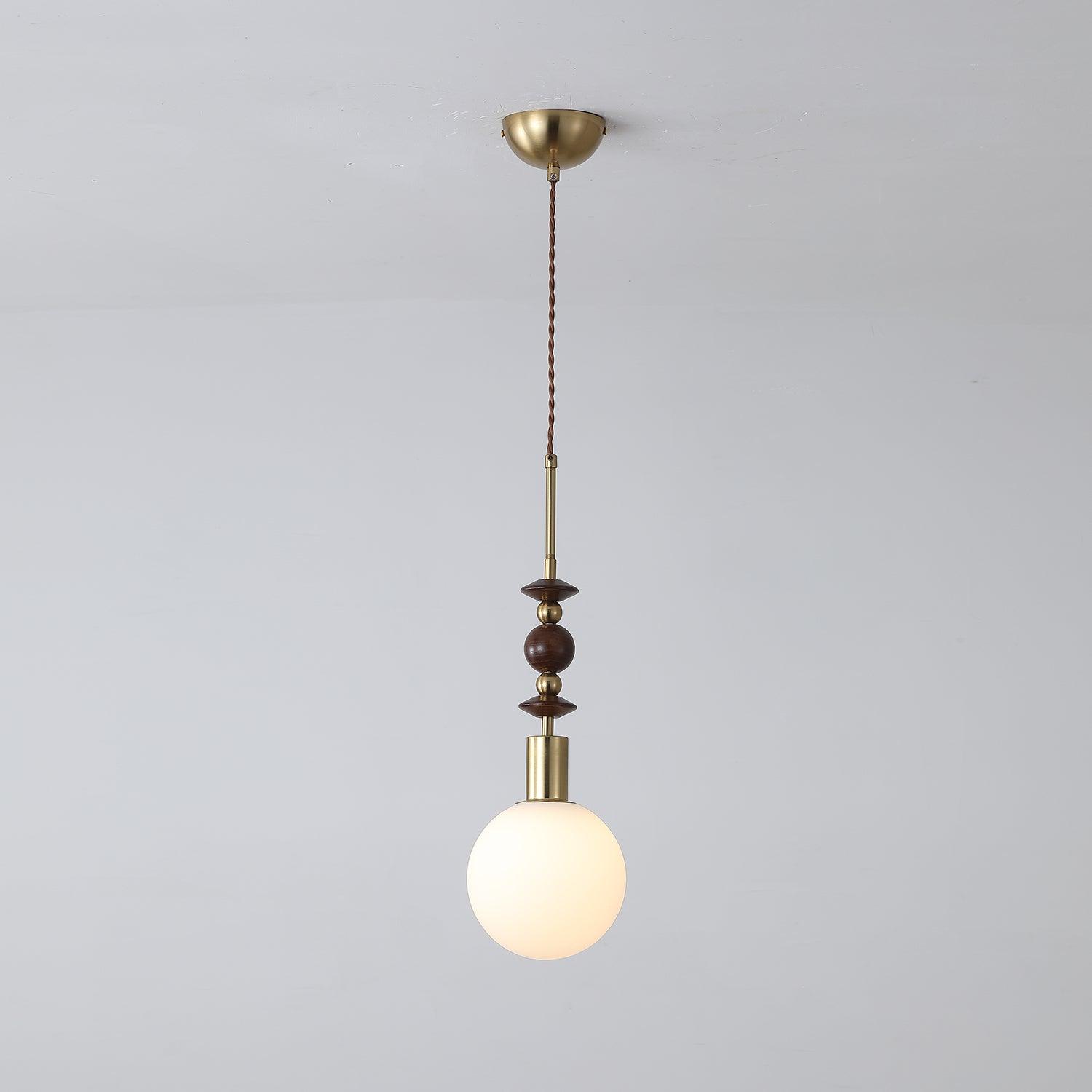 Norn Vintage Globe Pendant Light Wooden Beads - Neutralighting