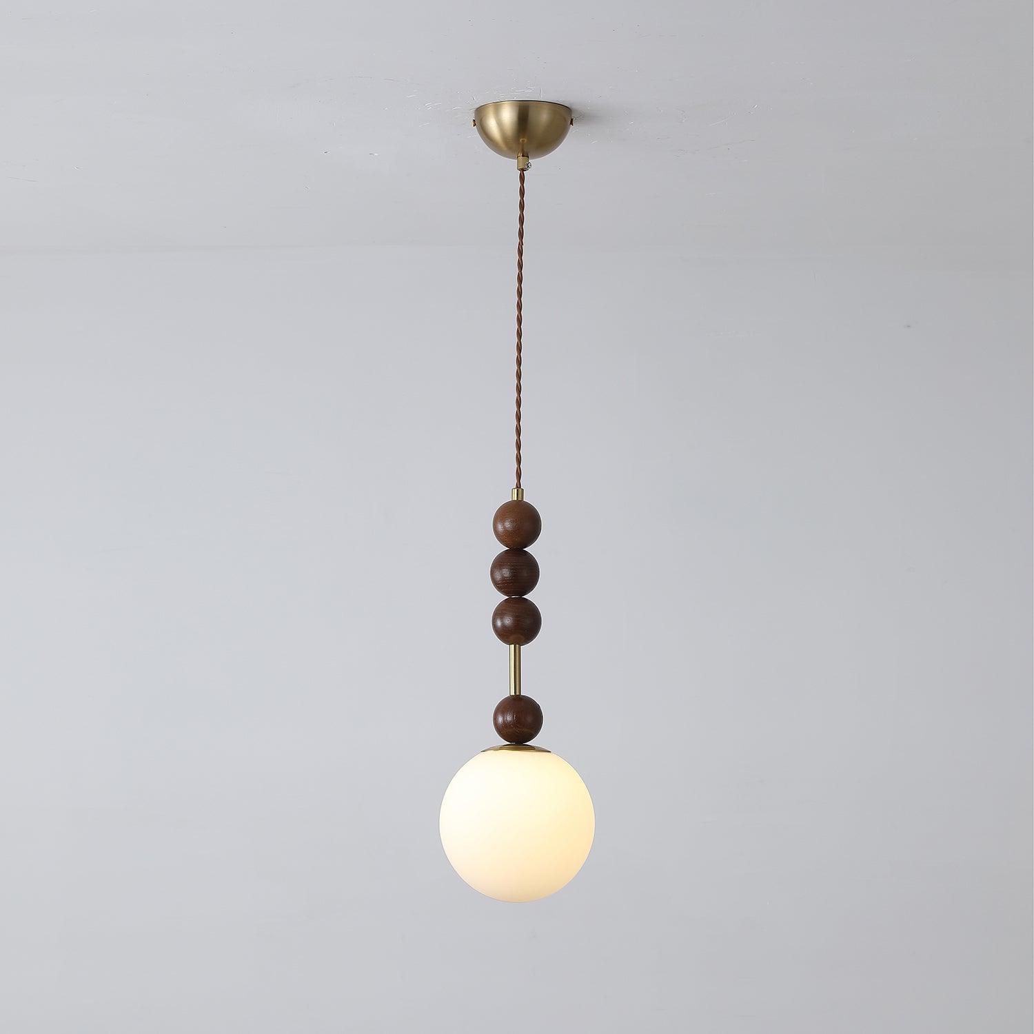 Norn Vintage Globe Pendant Light Wooden Beads - Neutralighting