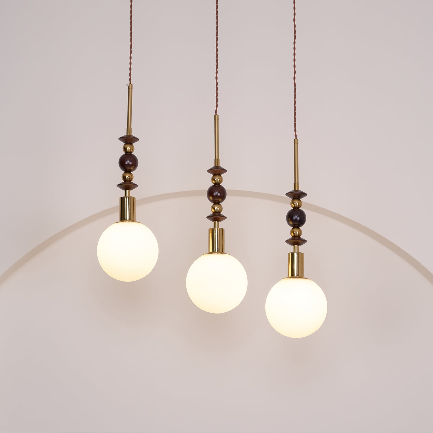 Norn Vintage Globe Pendant Light Wooden Beads - Neutralighting