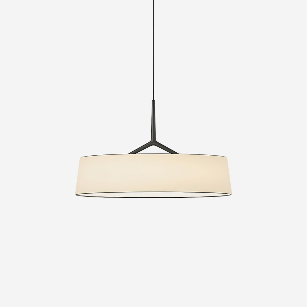 Pendant Light White Fabric Drum Black - Neutralighting