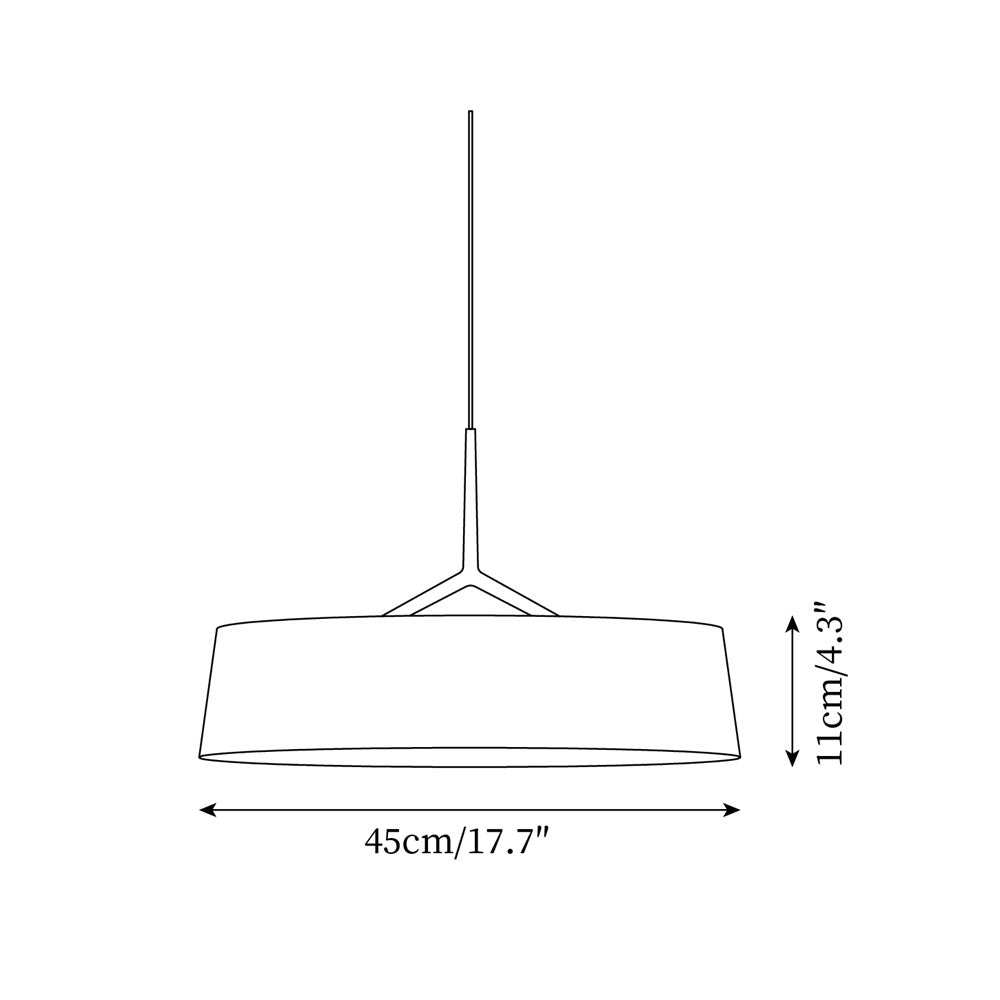 Pendant Light White Fabric Drum Black - Neutralighting