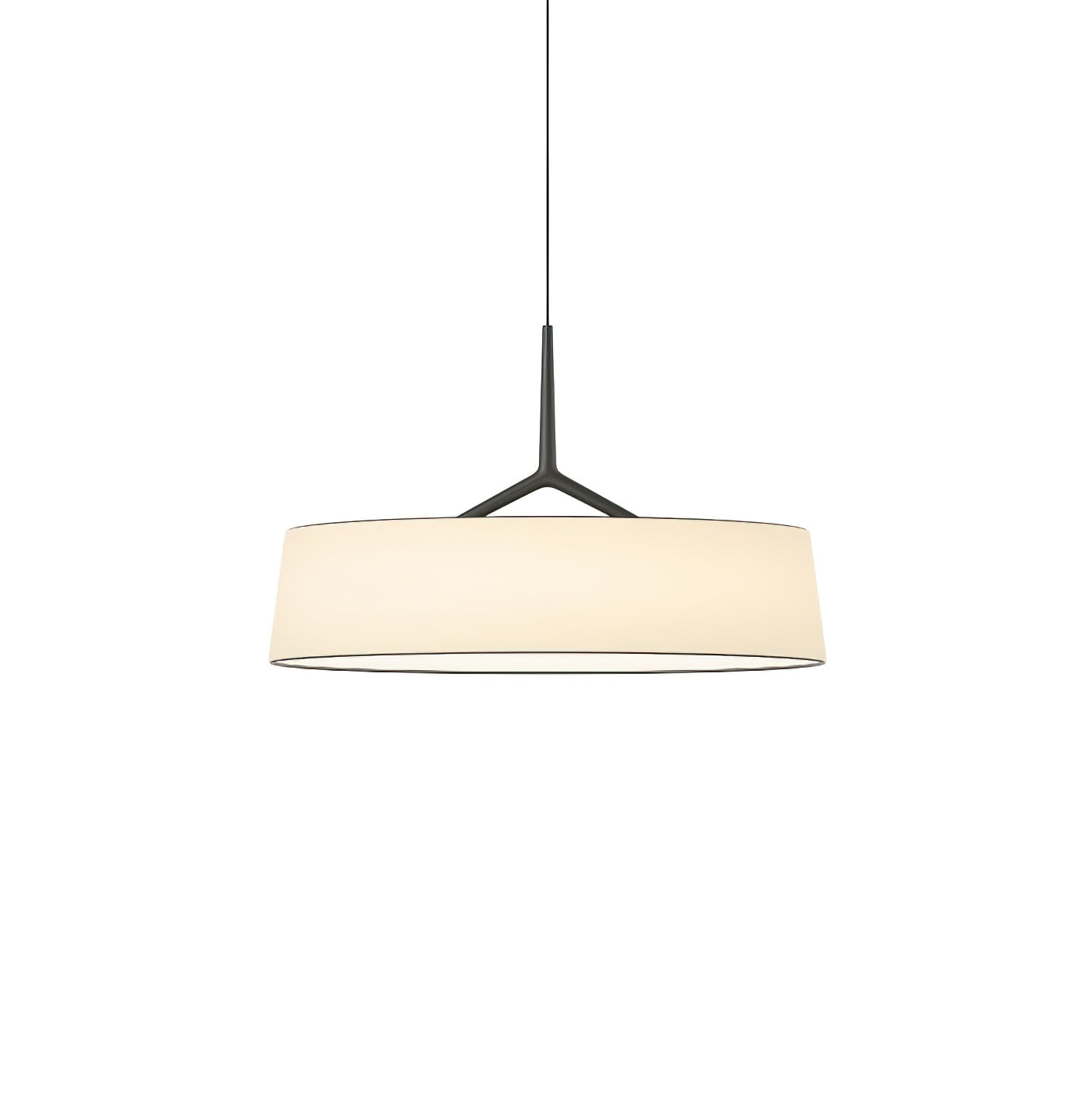 Pendant Light White Fabric Drum Black - Neutralighting