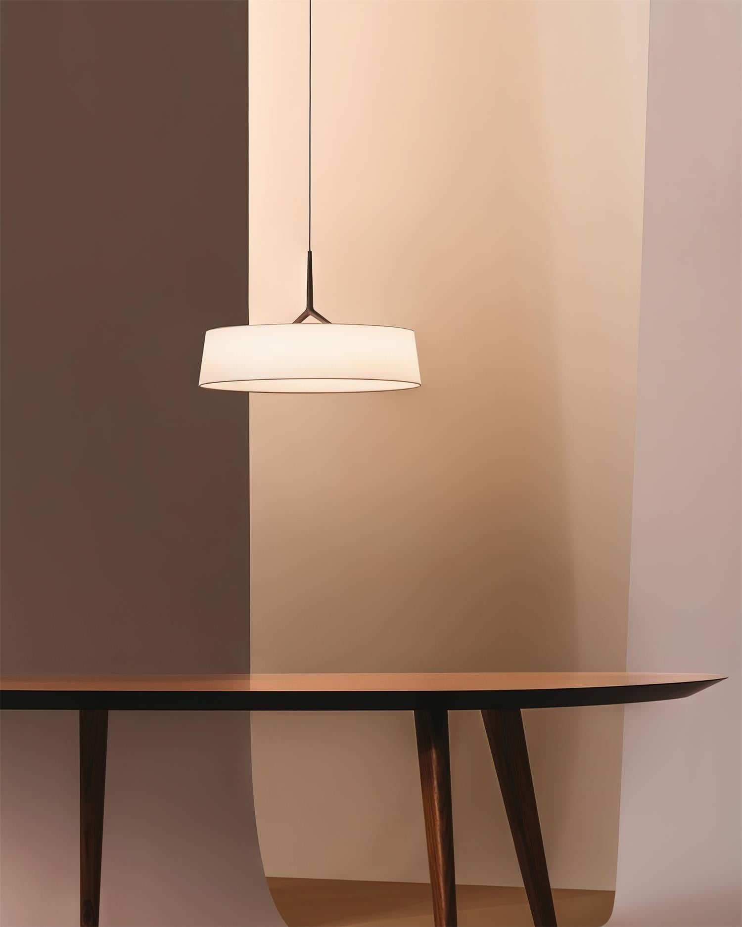 Pendant Light White Fabric Drum Black - Neutralighting