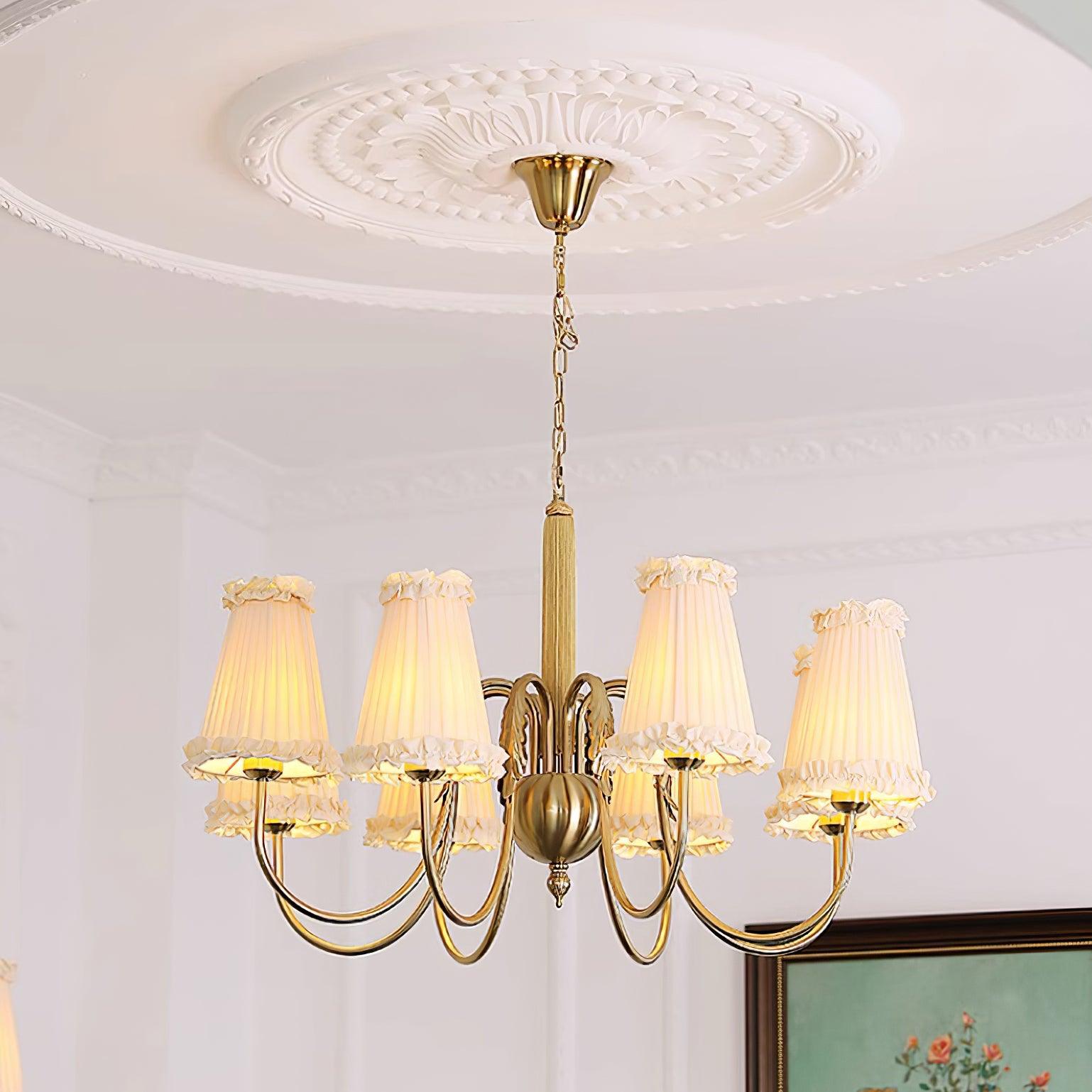 Faylin Vintage Brass Chandelier with Pleated Shades - Neutralighting