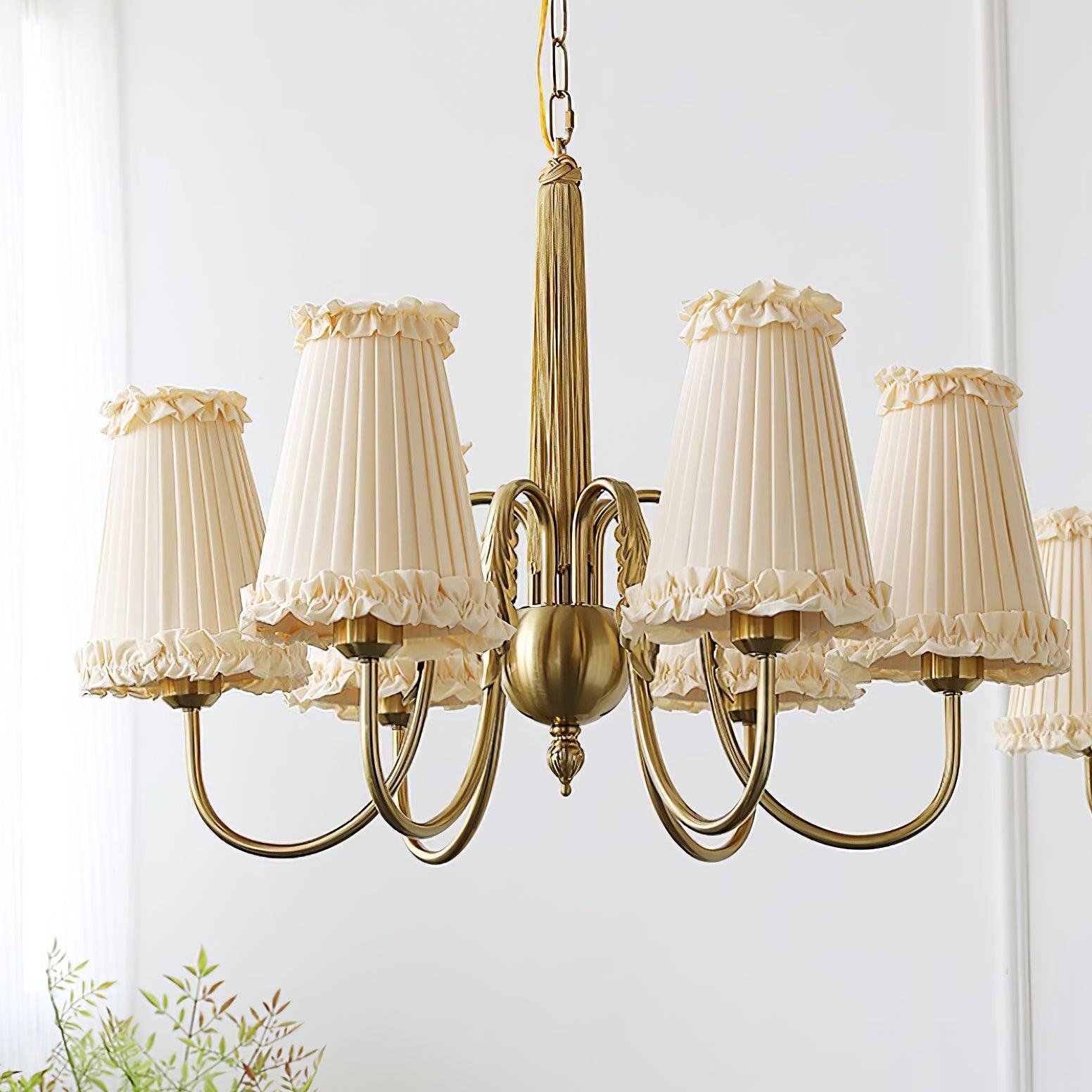 Faylin Vintage Brass Chandelier with Pleated Shades - Neutralighting