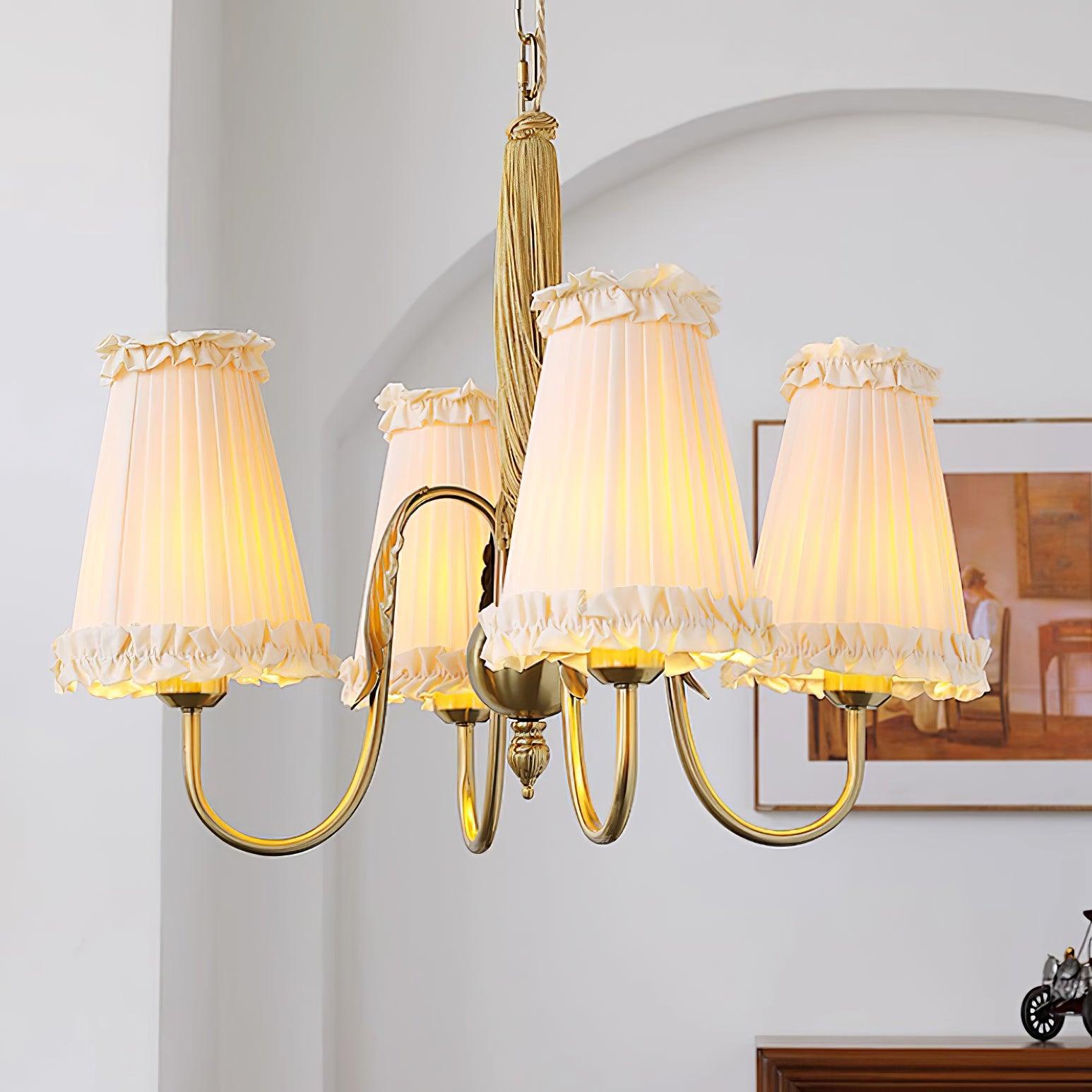 Faylin Vintage Brass Chandelier with Pleated Shades - Neutralighting