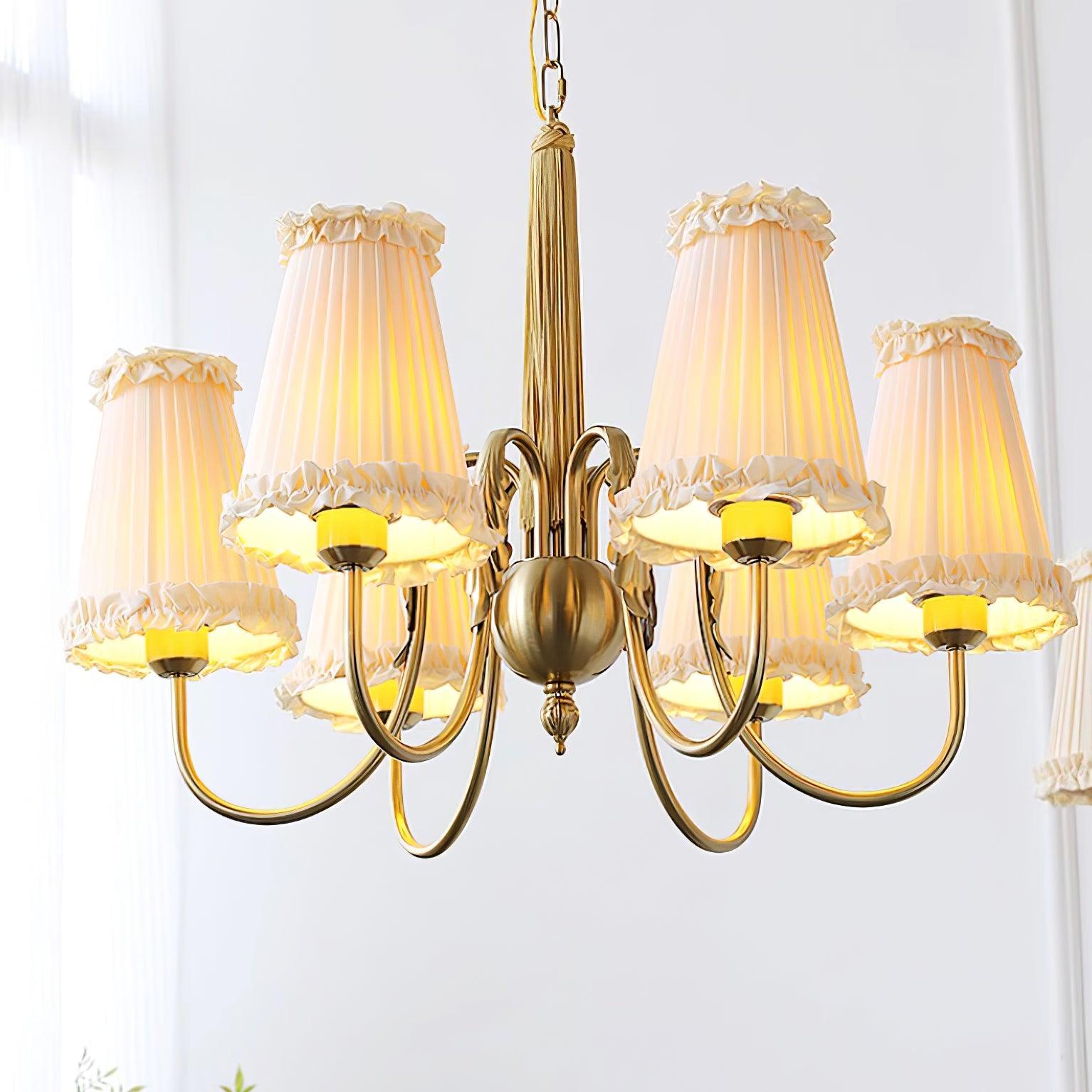 Faylin Vintage Brass Chandelier with Pleated Shades - Neutralighting