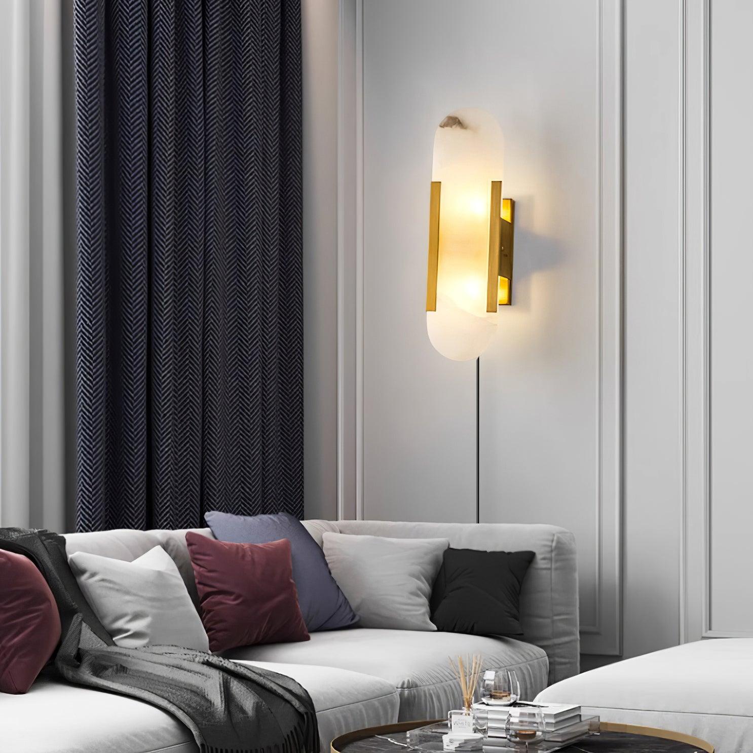 Kristy Luxury Elongated Alabaster Wall Lamp Copper Brass Black - Neutralighting