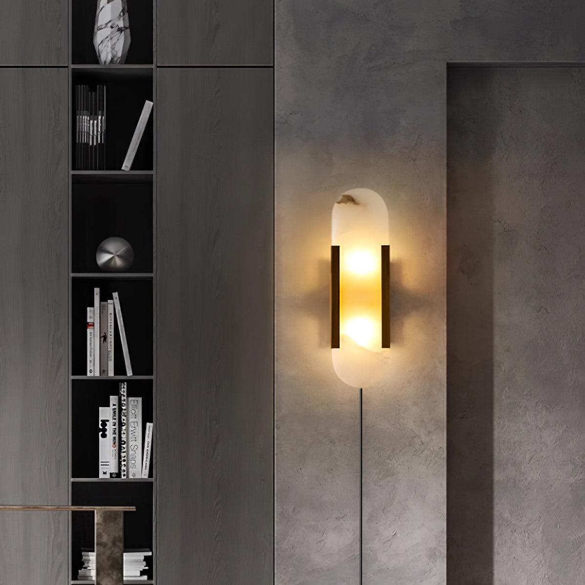 Kristy Luxury Elongated Alabaster Wall Lamp Copper Brass Black - Neutralighting