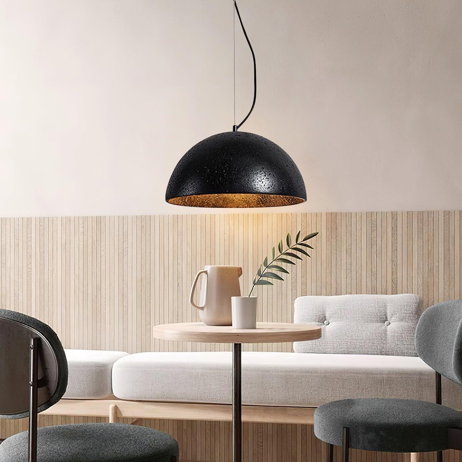 Ritta Pendant Light Travertine Dome Shade Industrial - Neutralighting