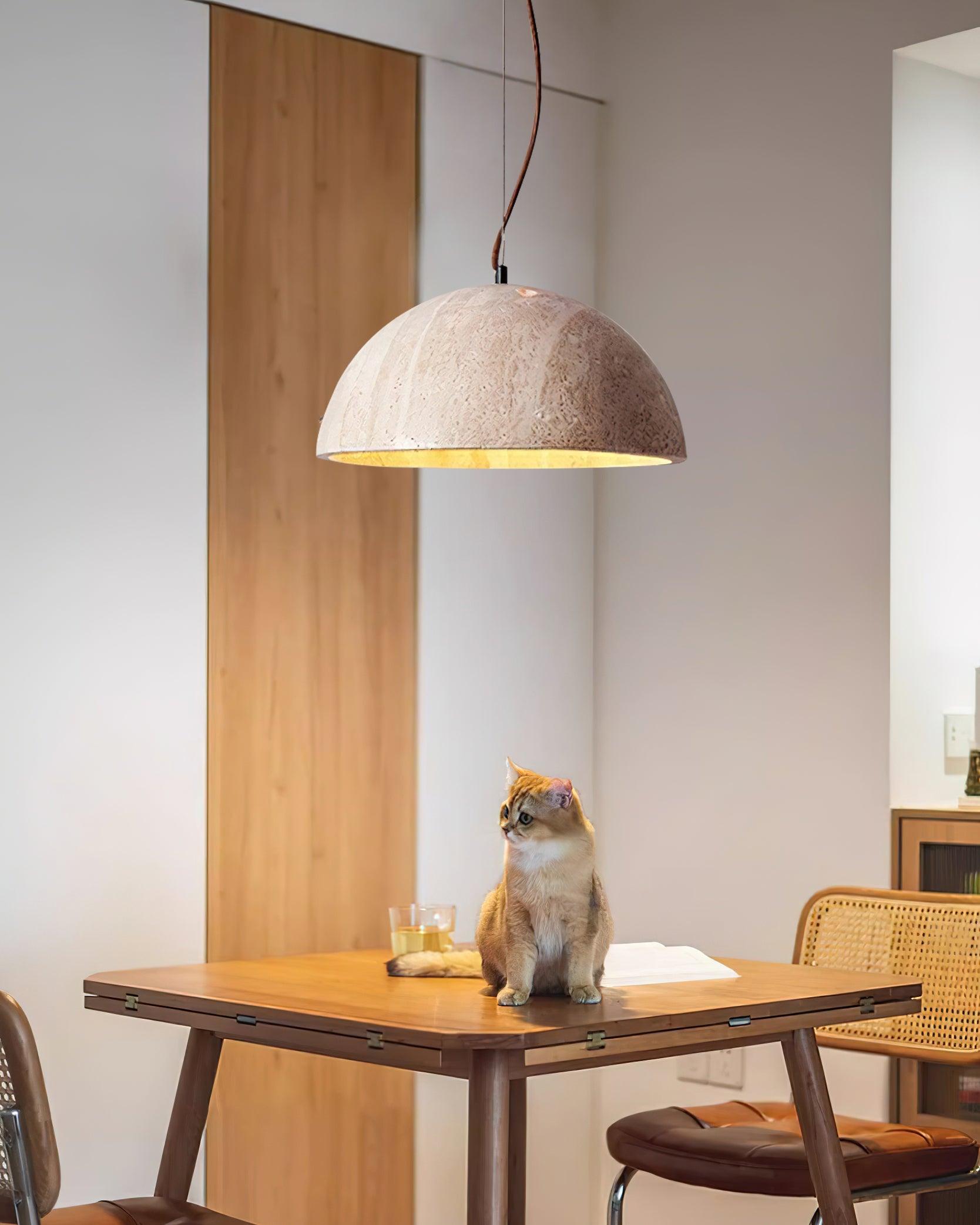 Ritta Pendant Light Travertine Dome Shade Industrial - Neutralighting