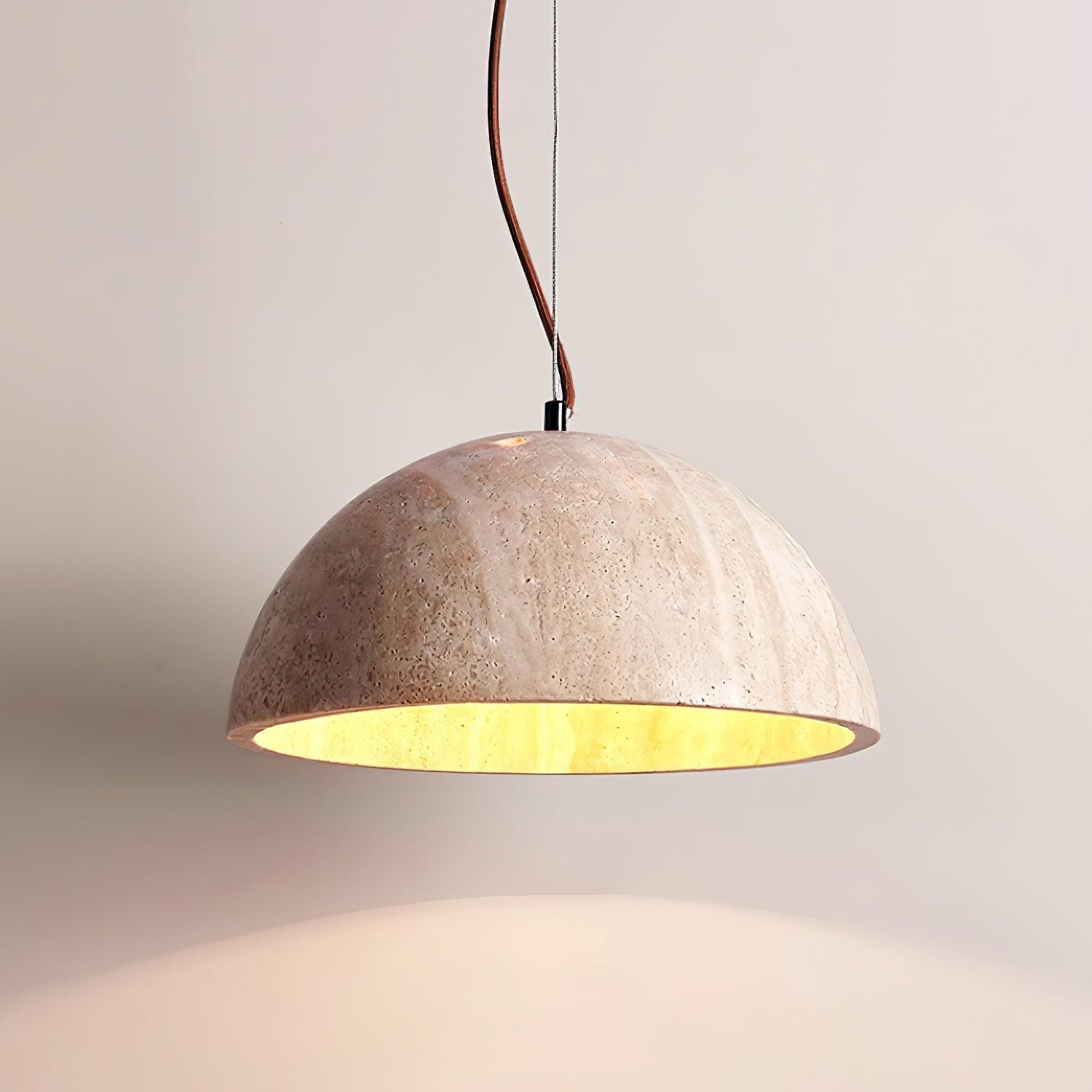 Ritta Pendant Light Travertine Dome Shade Industrial - Neutralighting