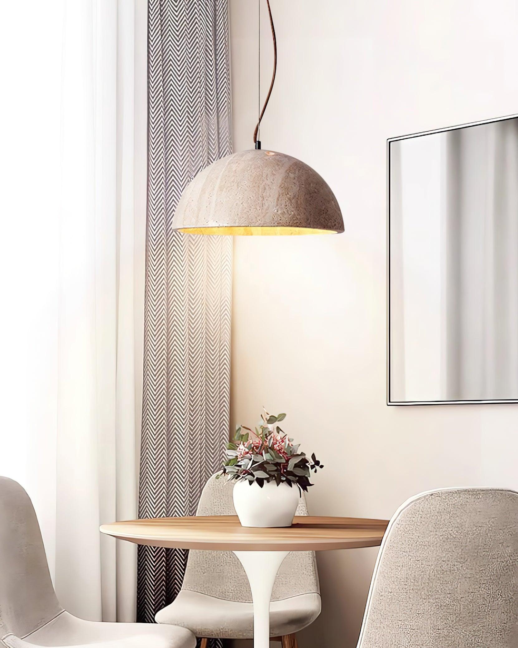 Ritta Pendant Light Travertine Dome Shade Industrial - Neutralighting