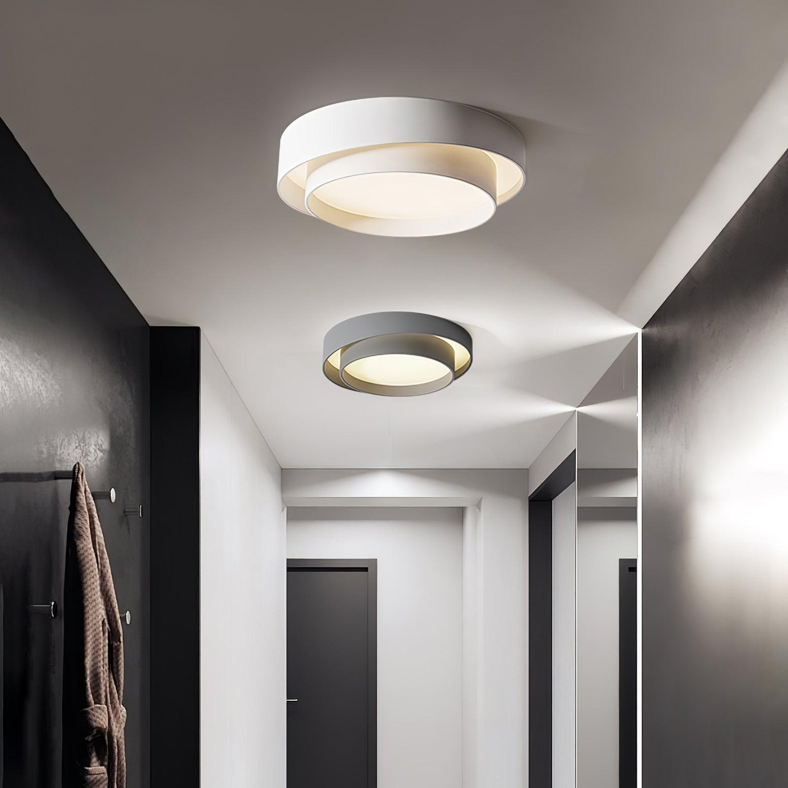 Orina Ceiling Lamp Double Ring Gray&Black&White Cylinder shape - Neutralighting
