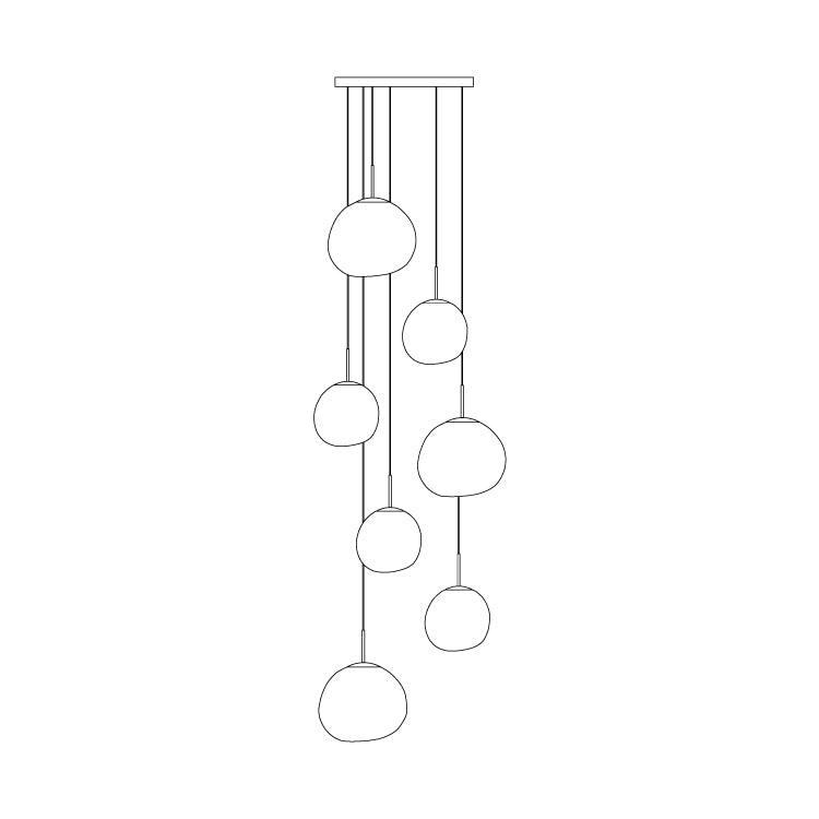 Solara Pendant Lamp Blown Glass Irregular Cluster Sculptural - Letslighting