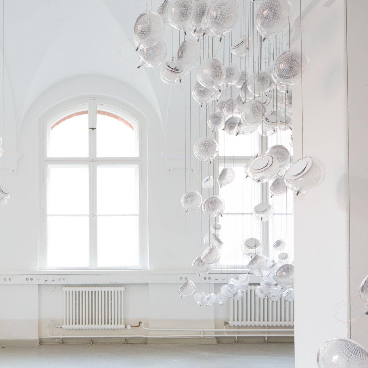 Chandelier Mesh Glass Orbs Cluster Metal Frame Modern Minimalist - Neutralighting