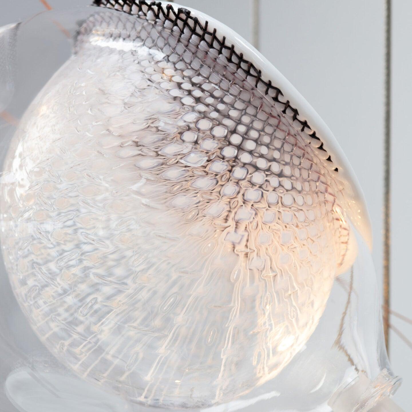 Chandelier Mesh Glass Orbs Cluster Metal Frame Modern Minimalist - Neutralighting