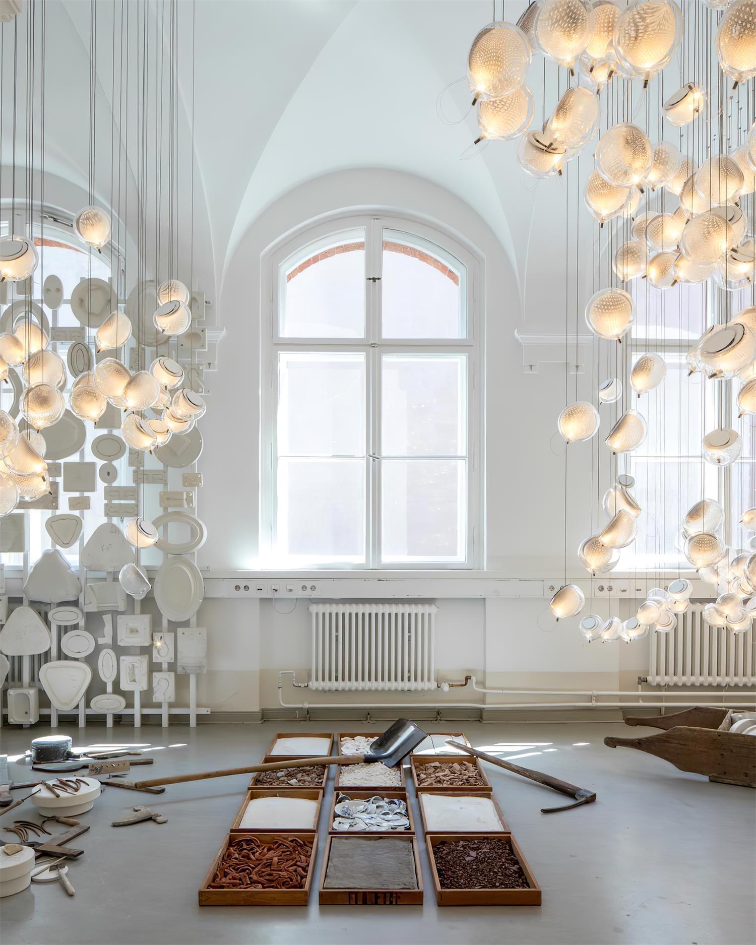 Chandelier Mesh Glass Orbs Cluster Metal Frame Modern Minimalist - Neutralighting
