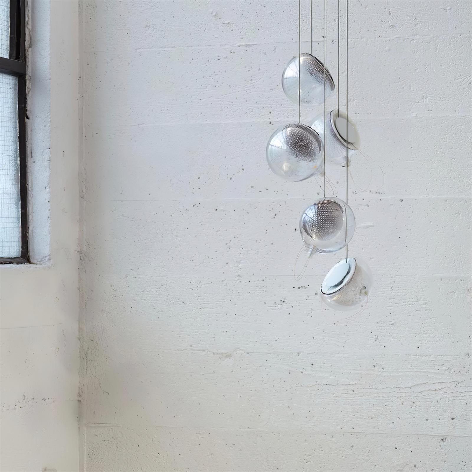 Chandelier Mesh Glass Orbs Cluster Metal Frame Modern Minimalist - Neutralighting