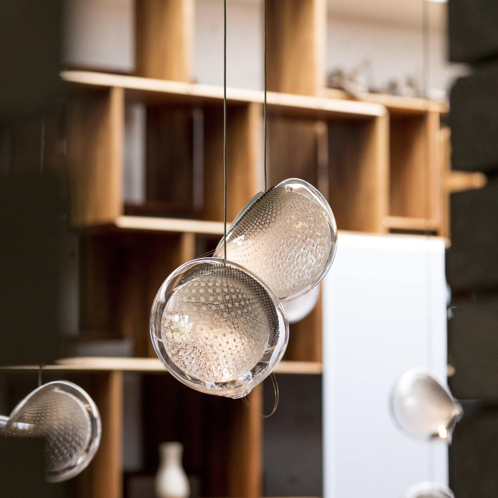 Chandelier Mesh Glass Orbs Cluster Metal Frame Modern Minimalist - Neutralighting