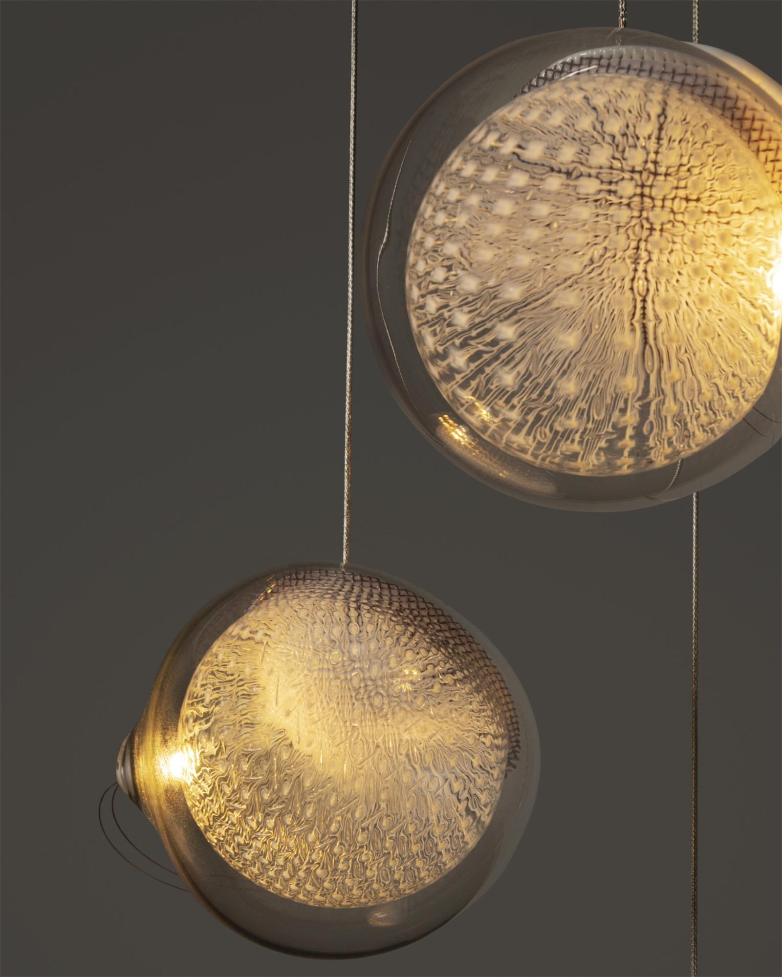 Chandelier Mesh Glass Orbs Cluster Metal Frame Modern Minimalist - Neutralighting