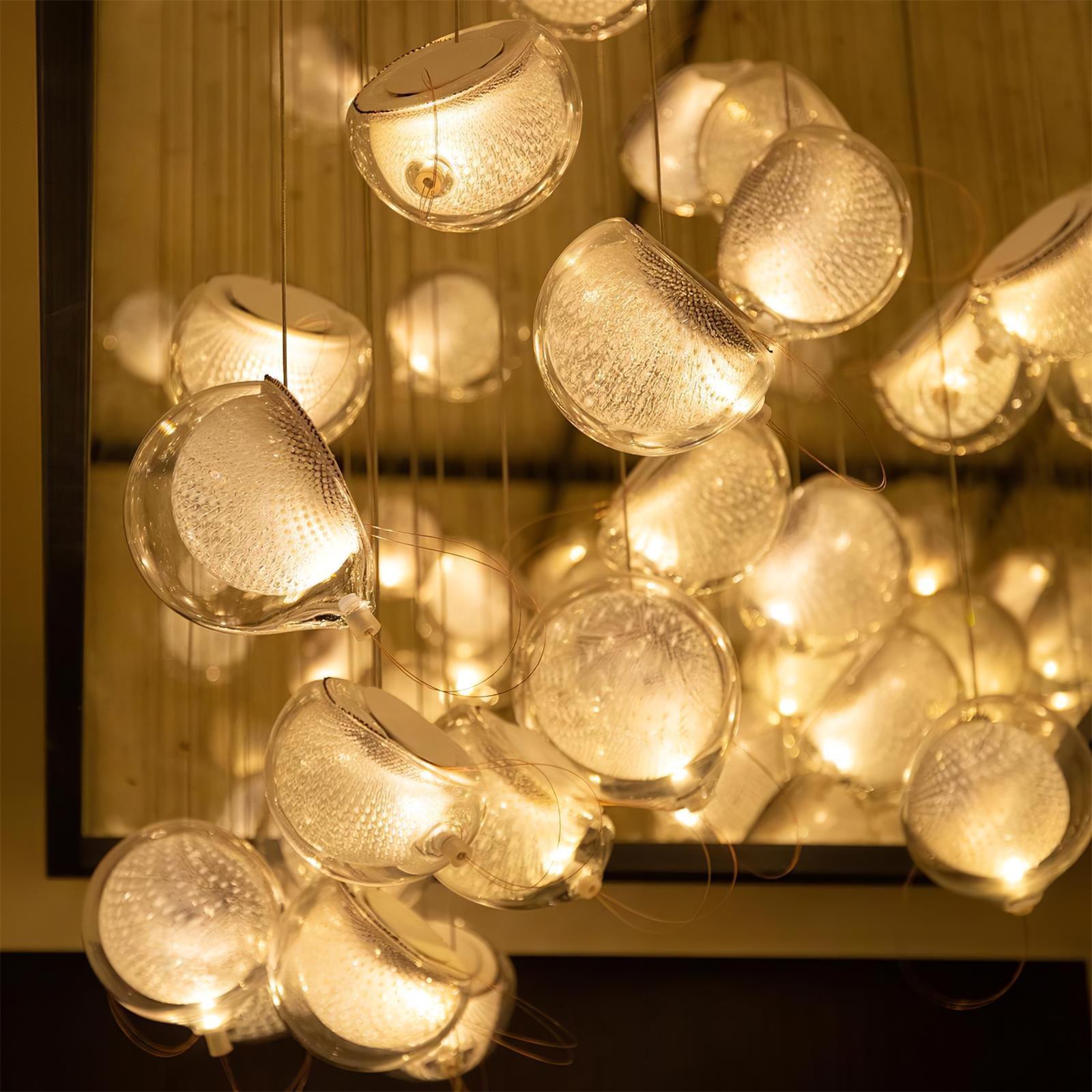 Chandelier Mesh Glass Orbs Cluster Metal Frame Modern Minimalist - Neutralighting