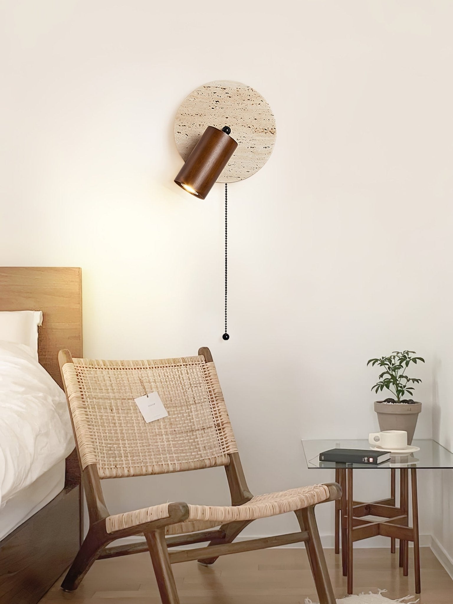 Evzoryra Disc Swing Travertine Wall Light - Neutralighting