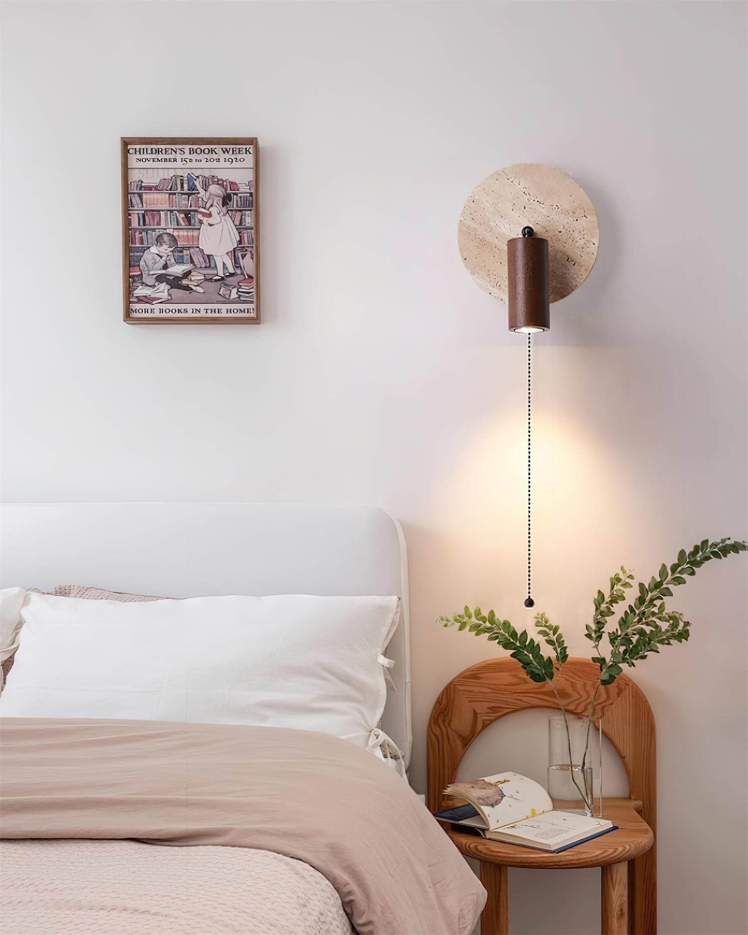 Evzoryra Disc Swing Travertine Wall Light - Neutralighting